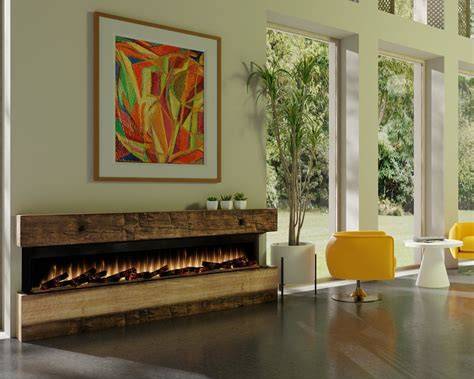 fireplace in living room with wood surround