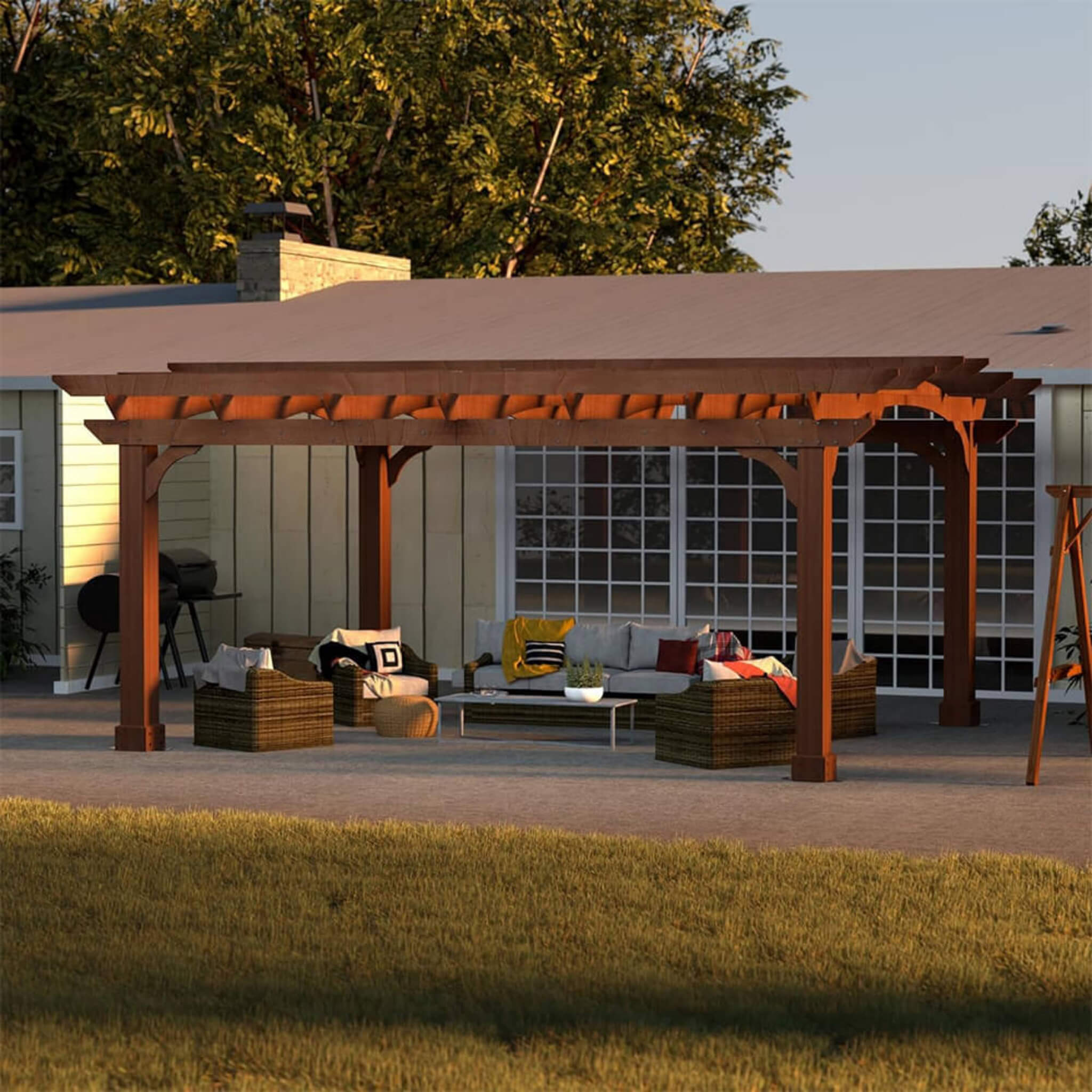 All-Season Backyard Patio Cedar Wood Gazebo Pergola
