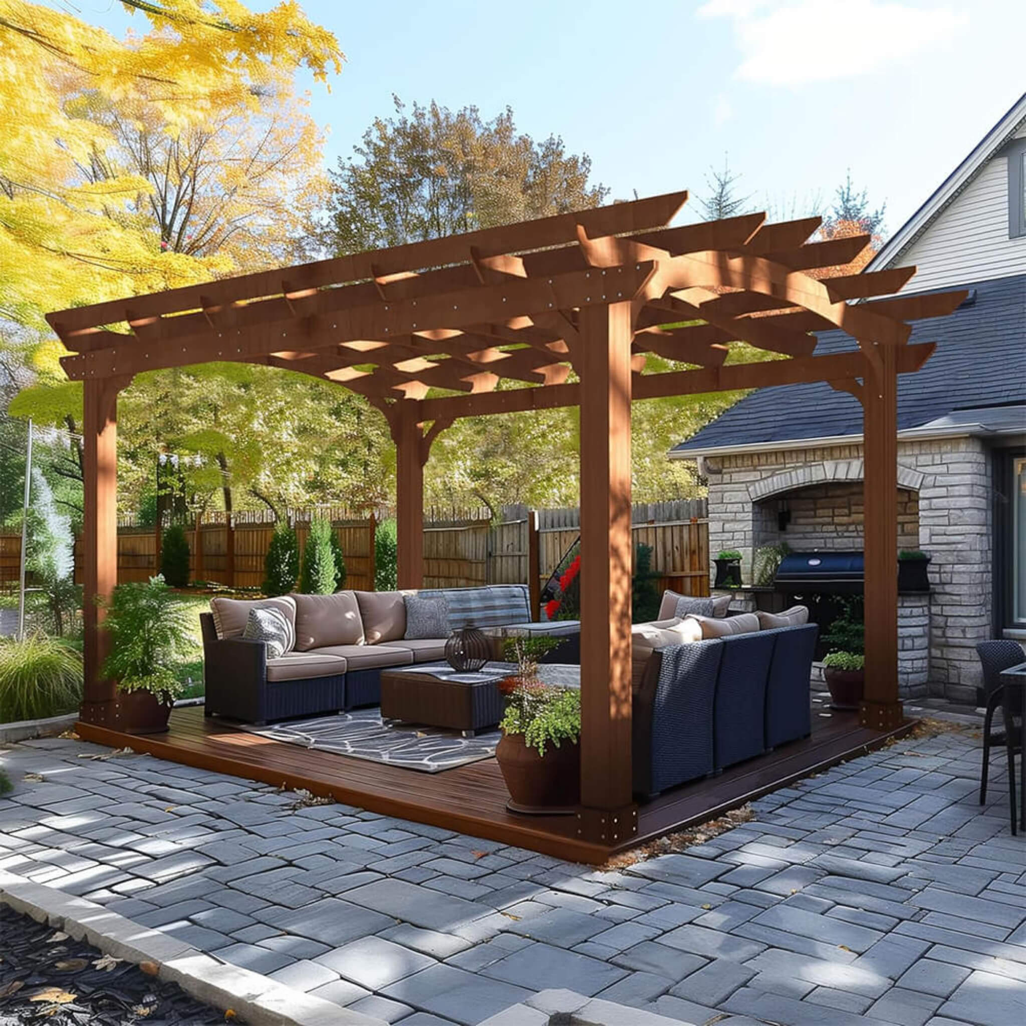 All-Season Backyard Patio Cedar Wood Gazebo Pergola