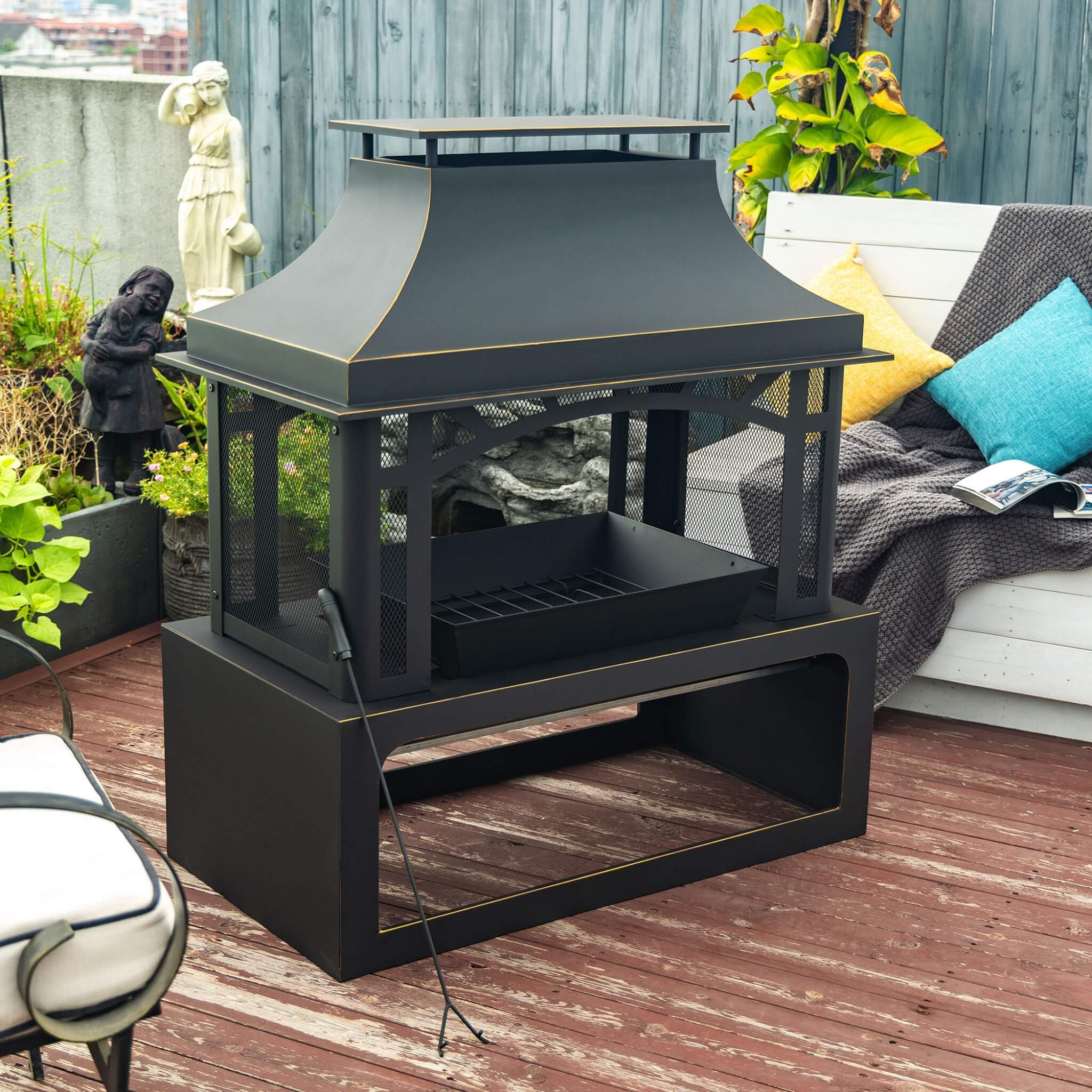Steel Wood-Burning Backyard Fireplace