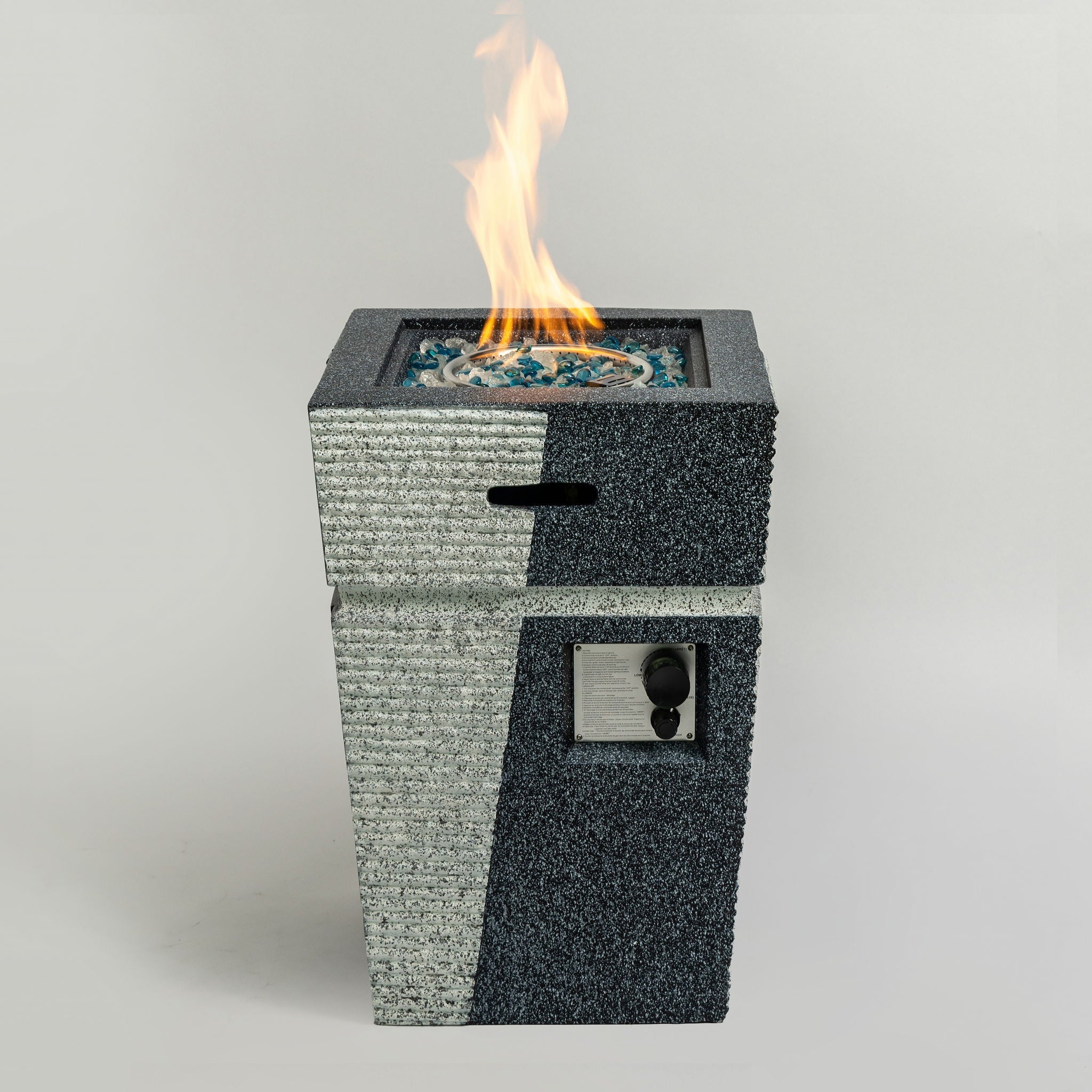 Propane, Gas 50000 Btu Square Fire Pit Table For Outside - Light Gray Blue