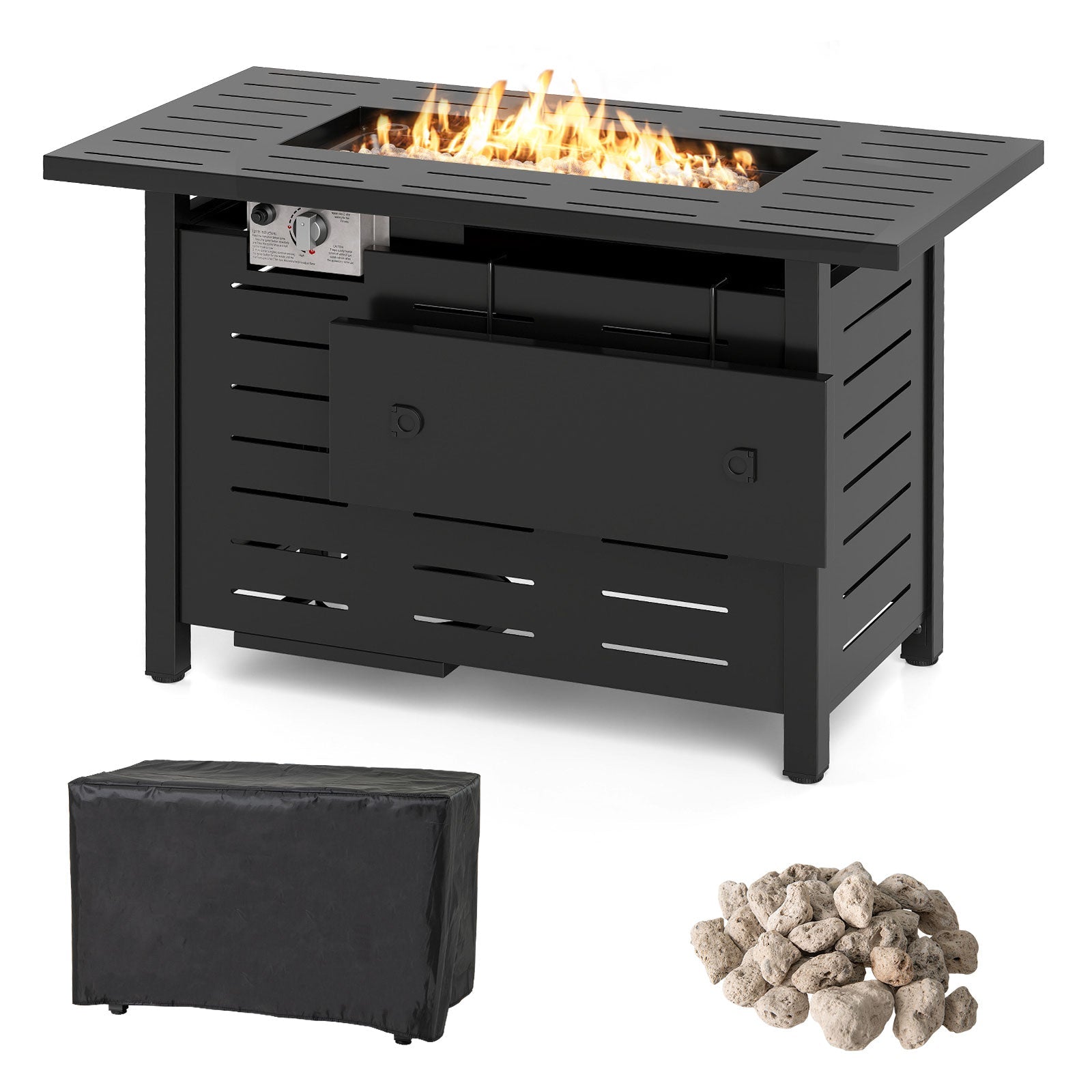 Fire Pit Rectangle Gas Fire Table with Lava Rocks