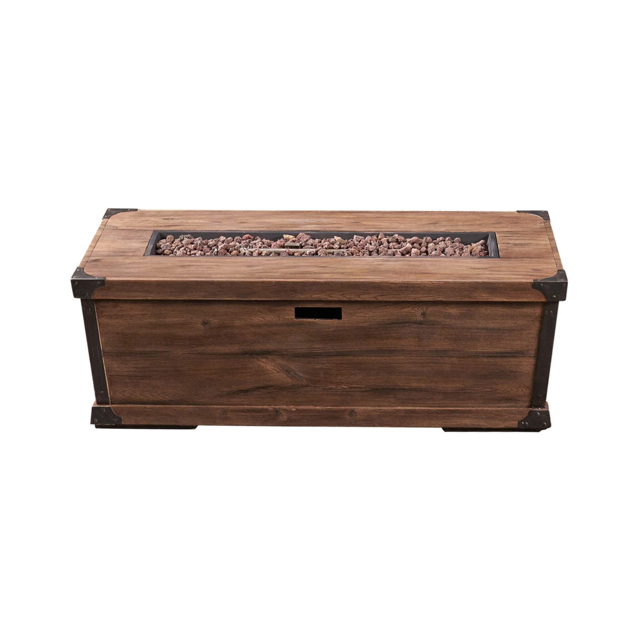 Wood Pattern Rectangle Gas Burning Fire Pit