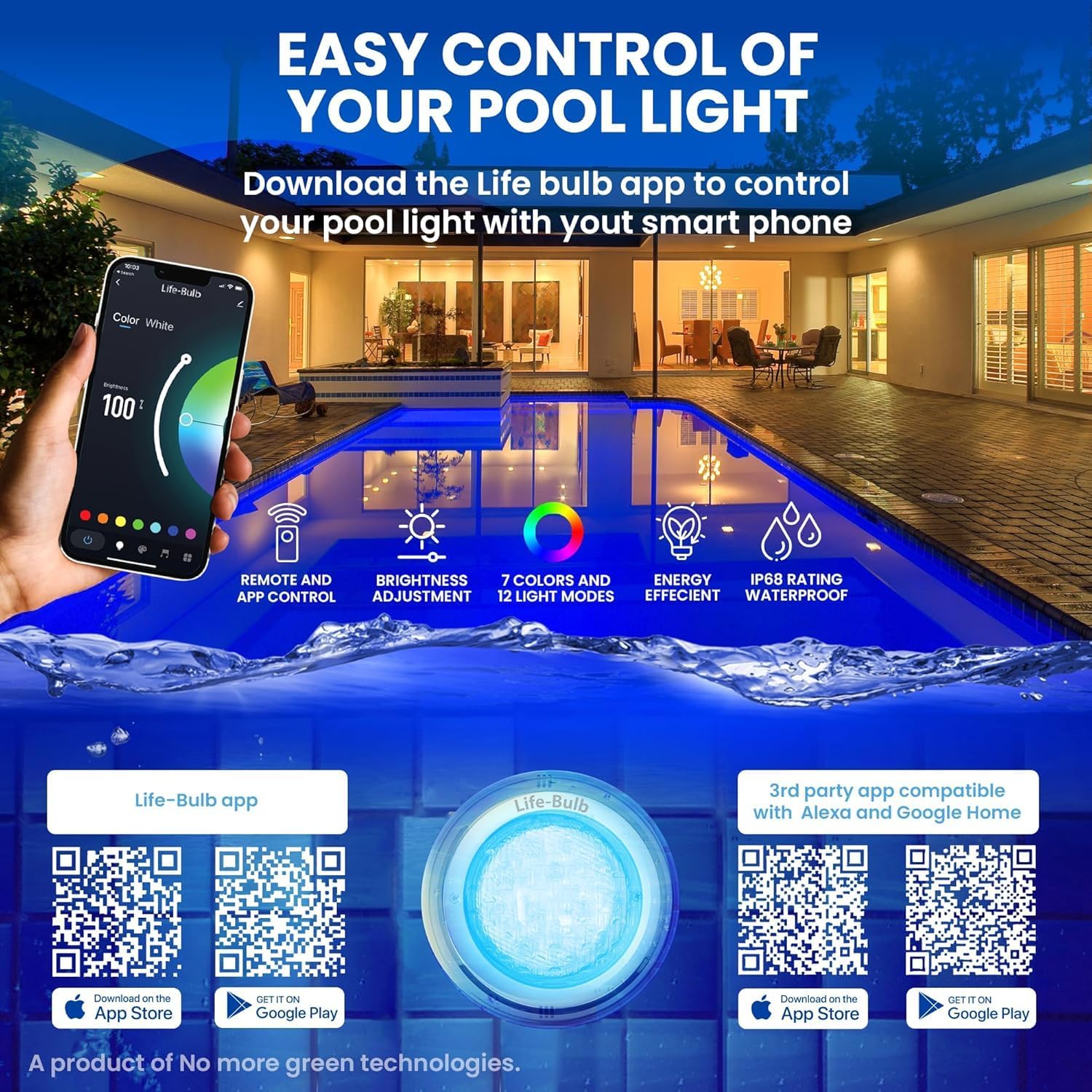 Life-Bulb Smart Wall-Mount Color LED Inground Pool Light System