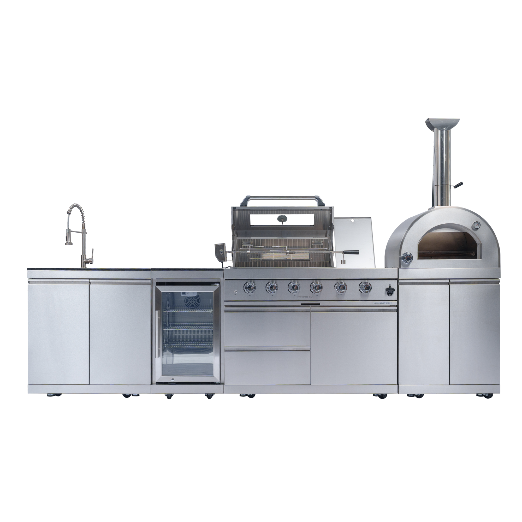 Outdoor Kitchen Island Grill with Pizza Oven