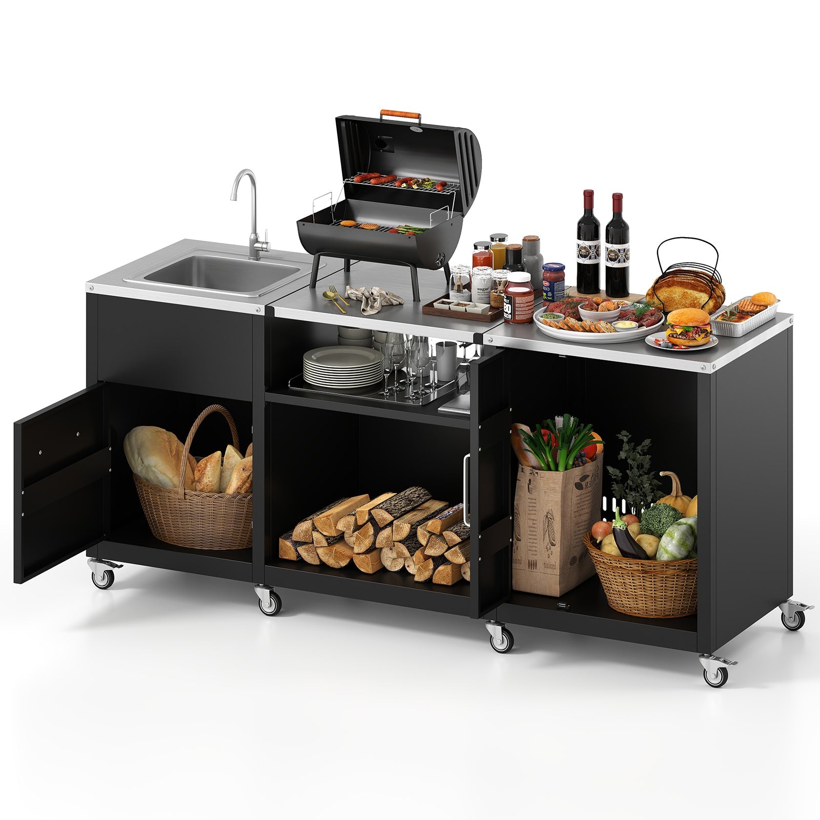 Outdoor Grill Table with Sink