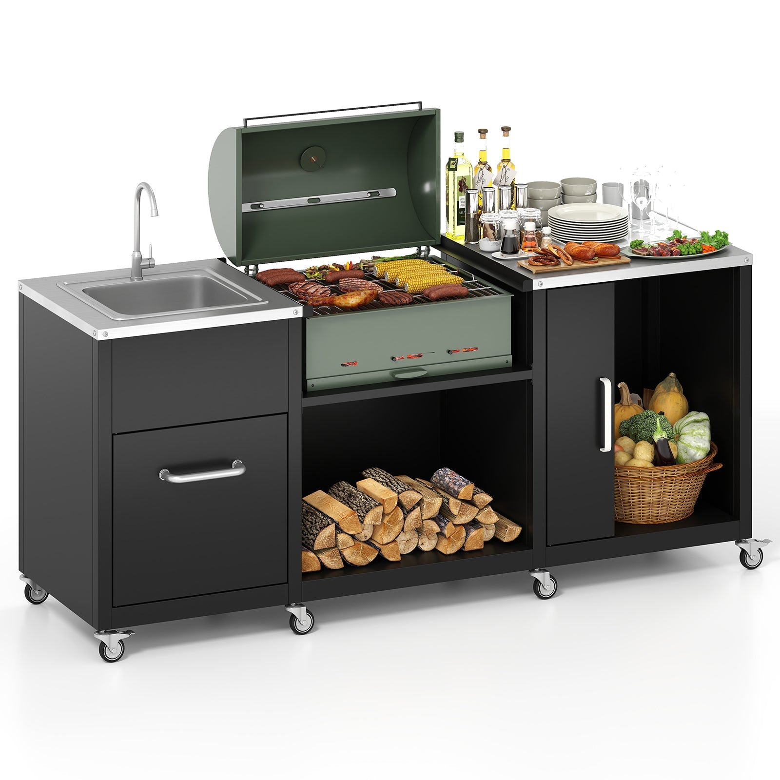 Outdoor Grill Table with Sink