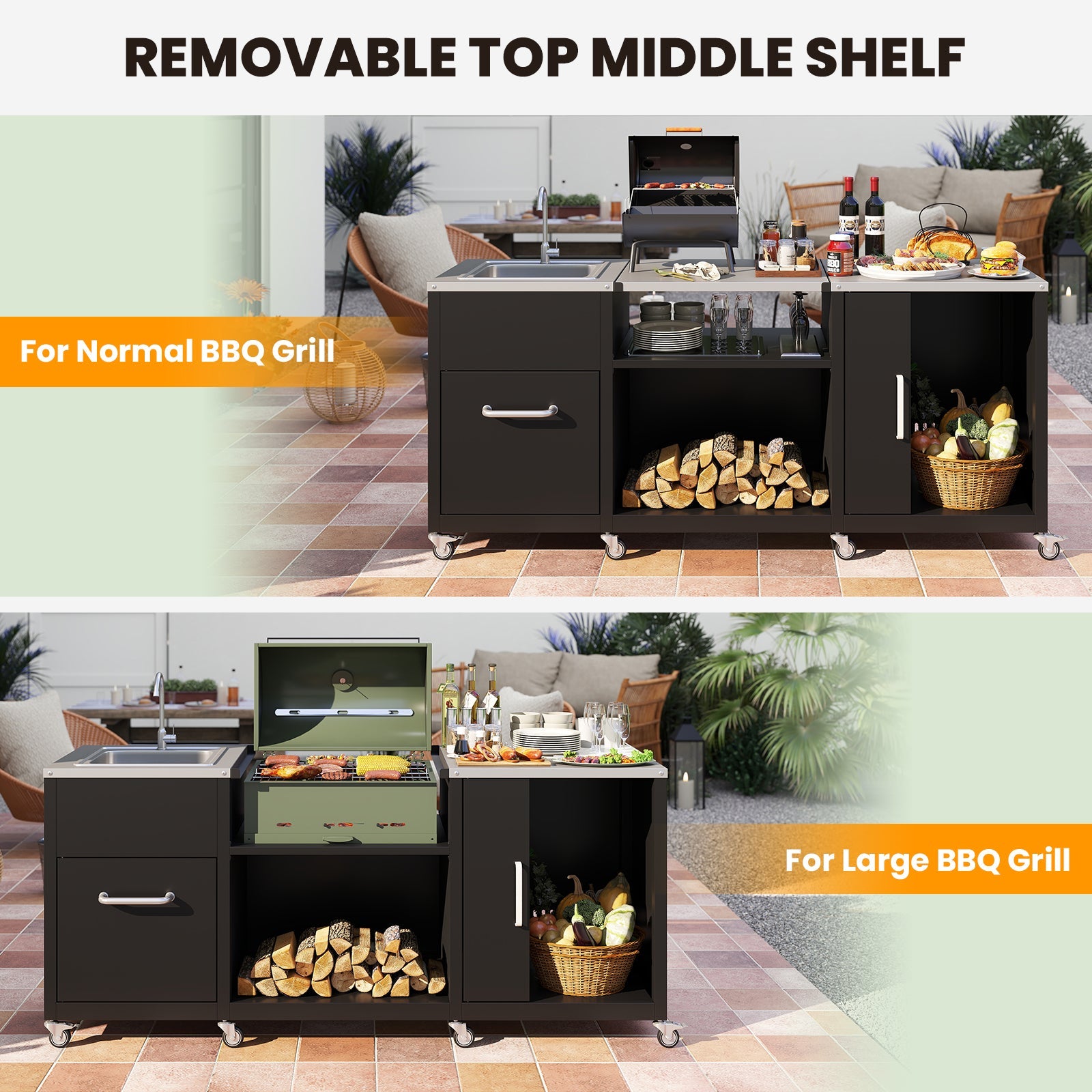 Outdoor Grill Table with Sink