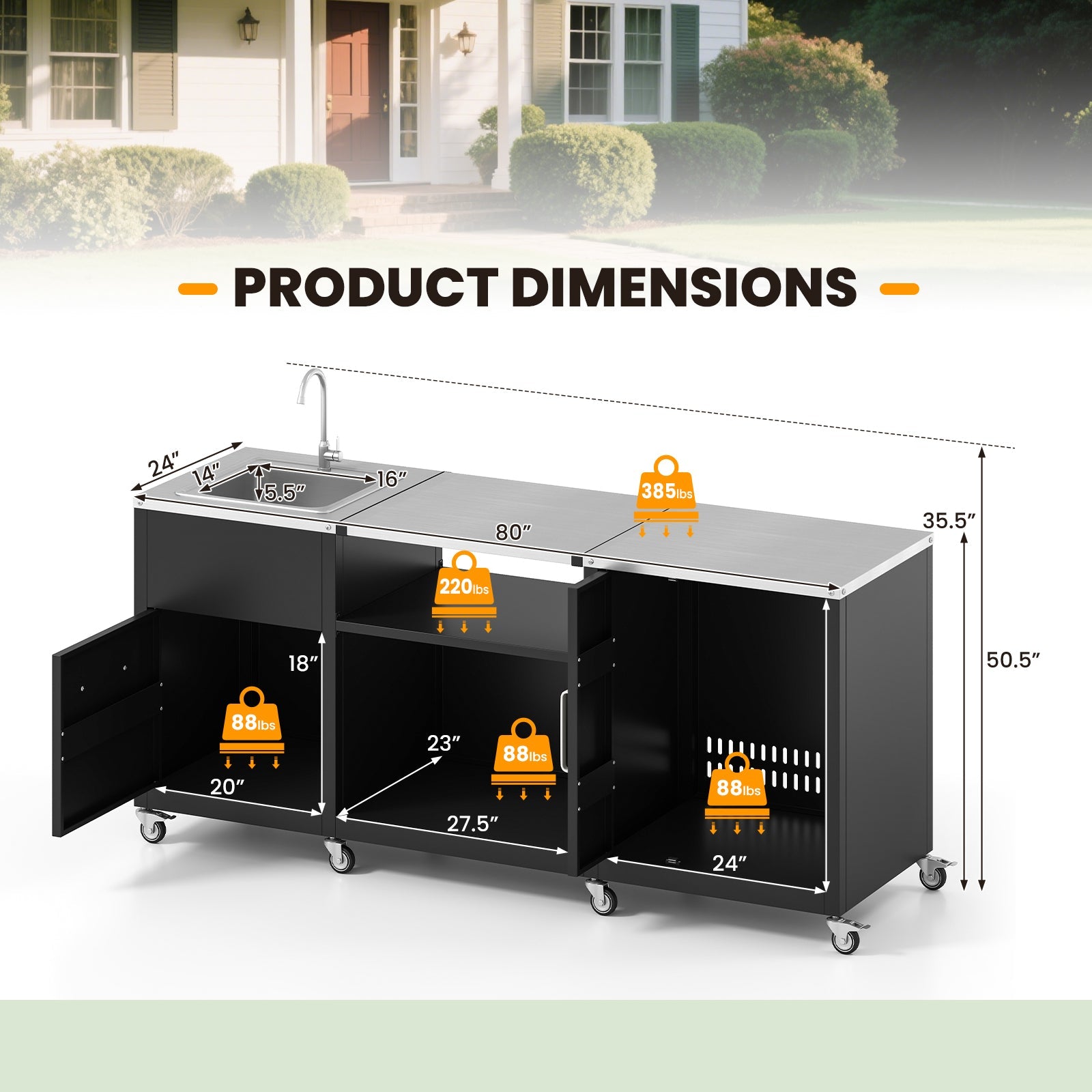 Outdoor Grill Table with Sink
