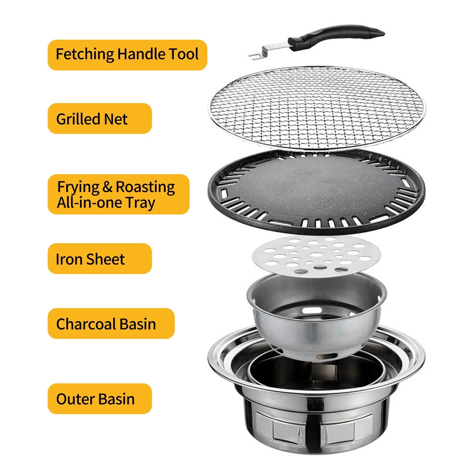 13Inch Korean BBQ Grill Multifunctional Charcoal Barbecue Grilll Stove