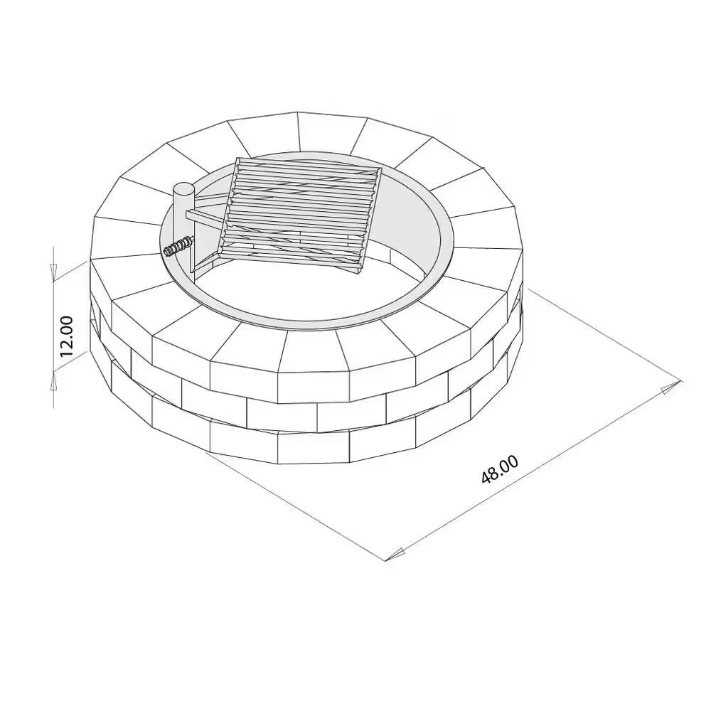 Stone Fire Pit Kit with Cooking Grill Grate