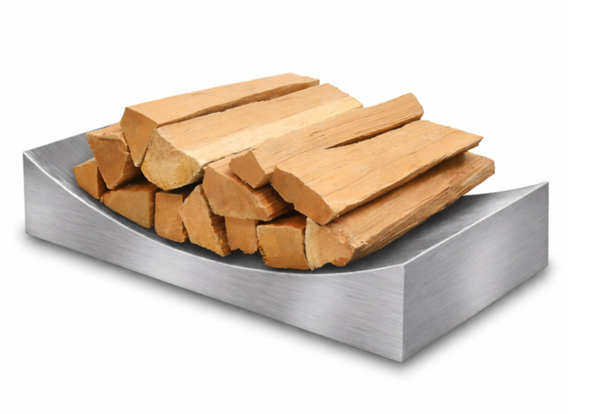 Wood holder with logs on white backgroud
