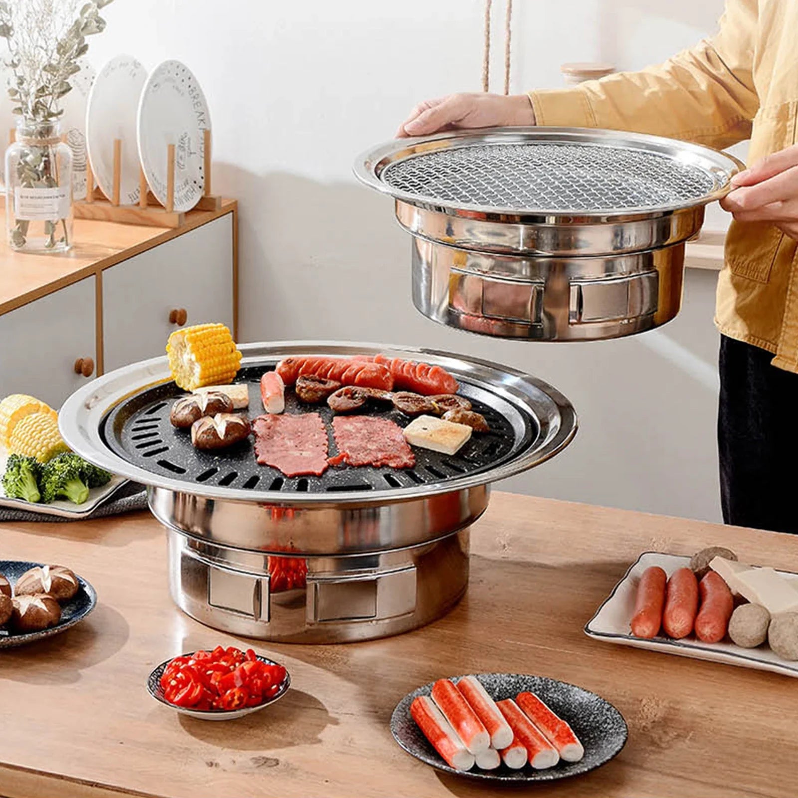 13Inch Korean BBQ Grill Multifunctional Charcoal Barbecue Grilll Stove