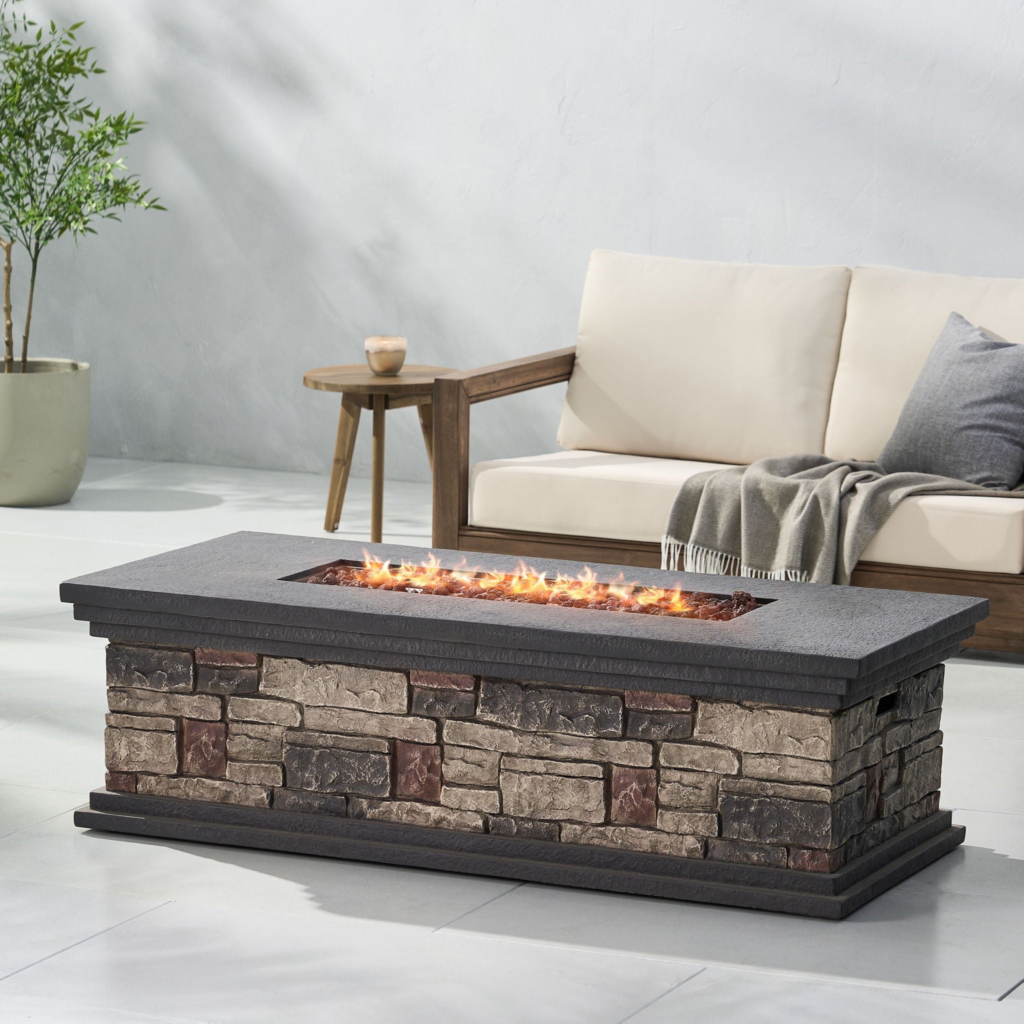 Fire Pit with warm aesthetic stone