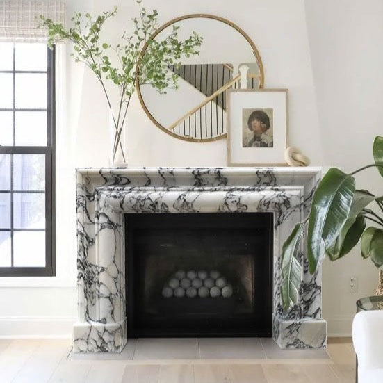 Calacatta Viola Marble Hand-carved Fireplace Mantel