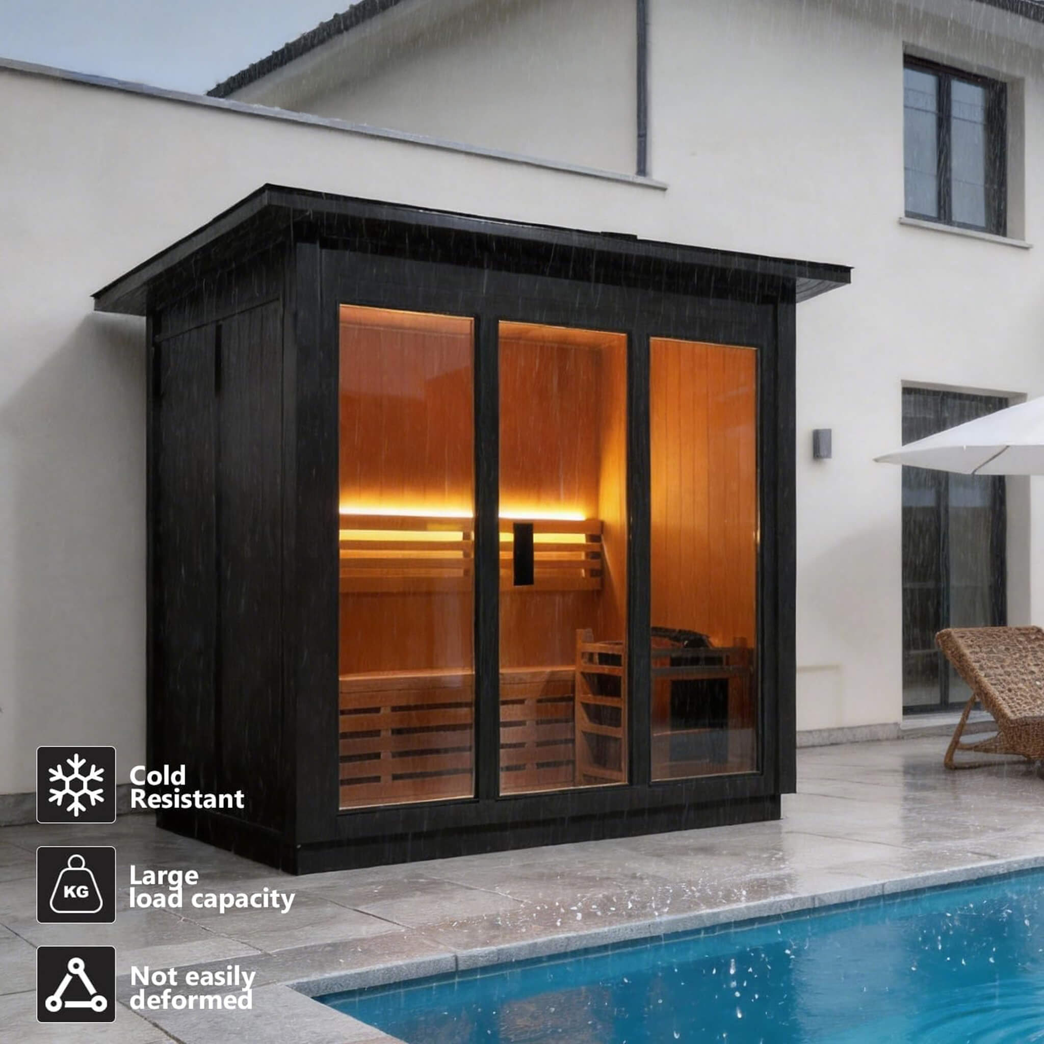 Custom 6-Person Luxury Spruce Outdoor Steam Sauna