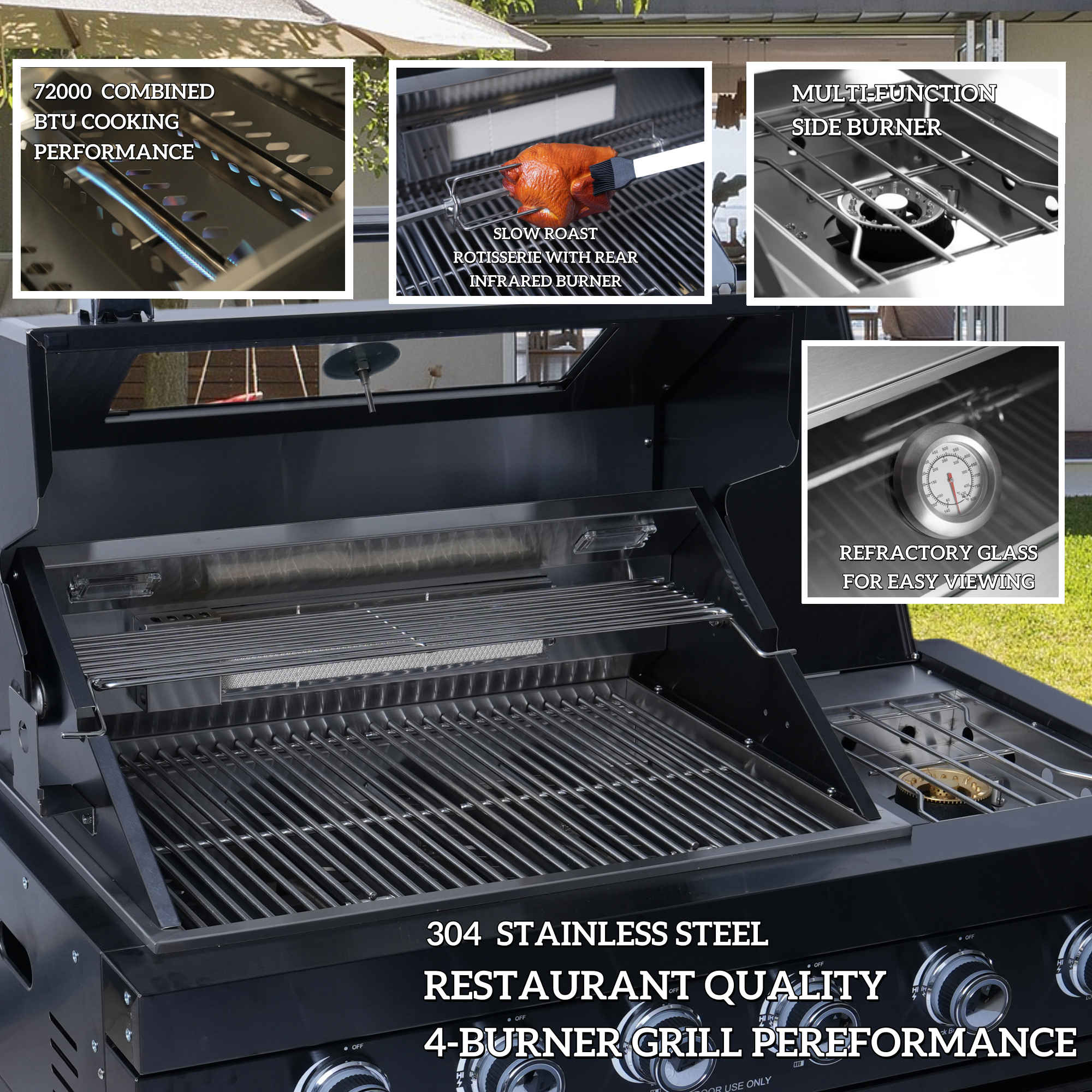 Outdoor Kitchen Island Grill with Pizza Oven
