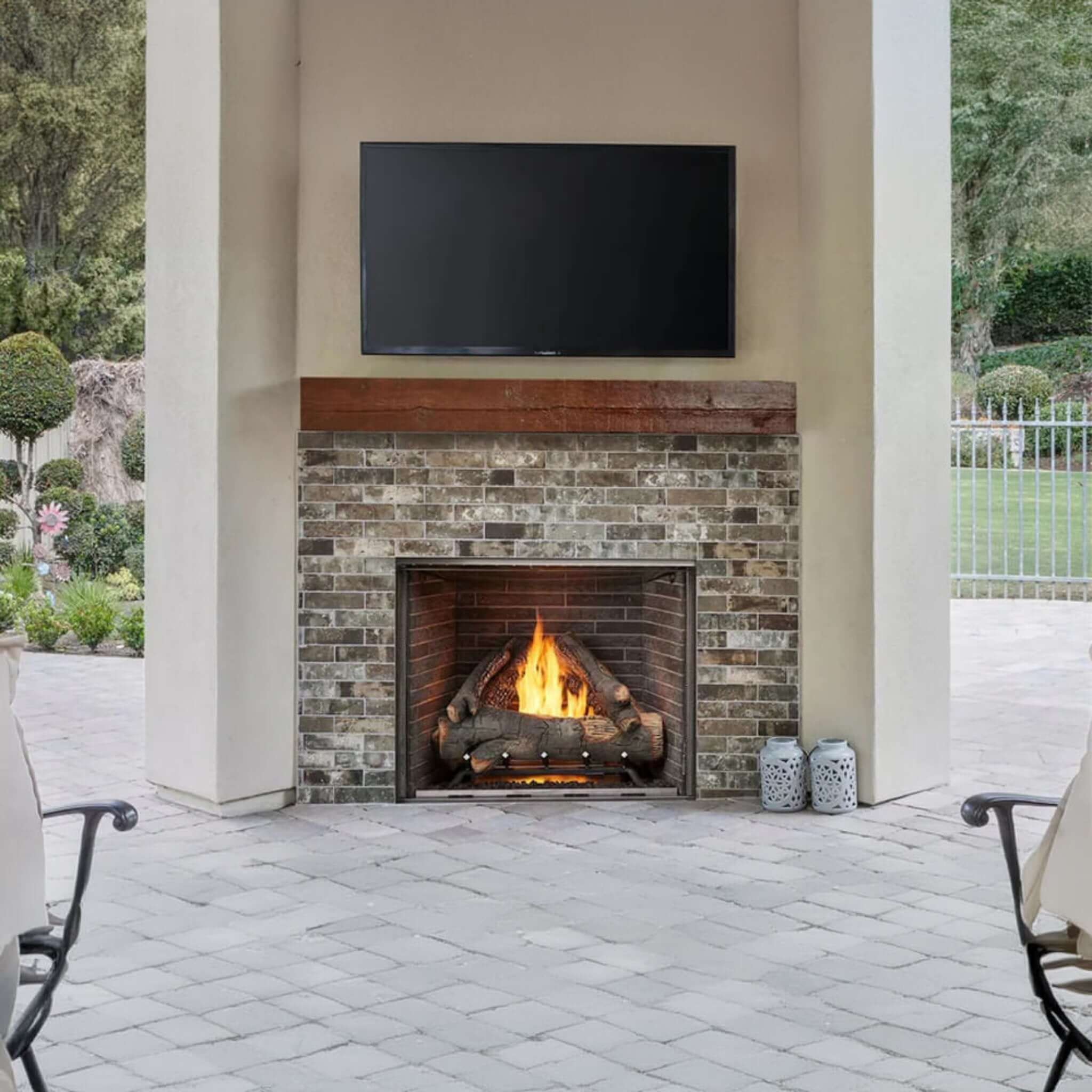 Majestic Courtyard Traditional Outdoor Gas Fireplace