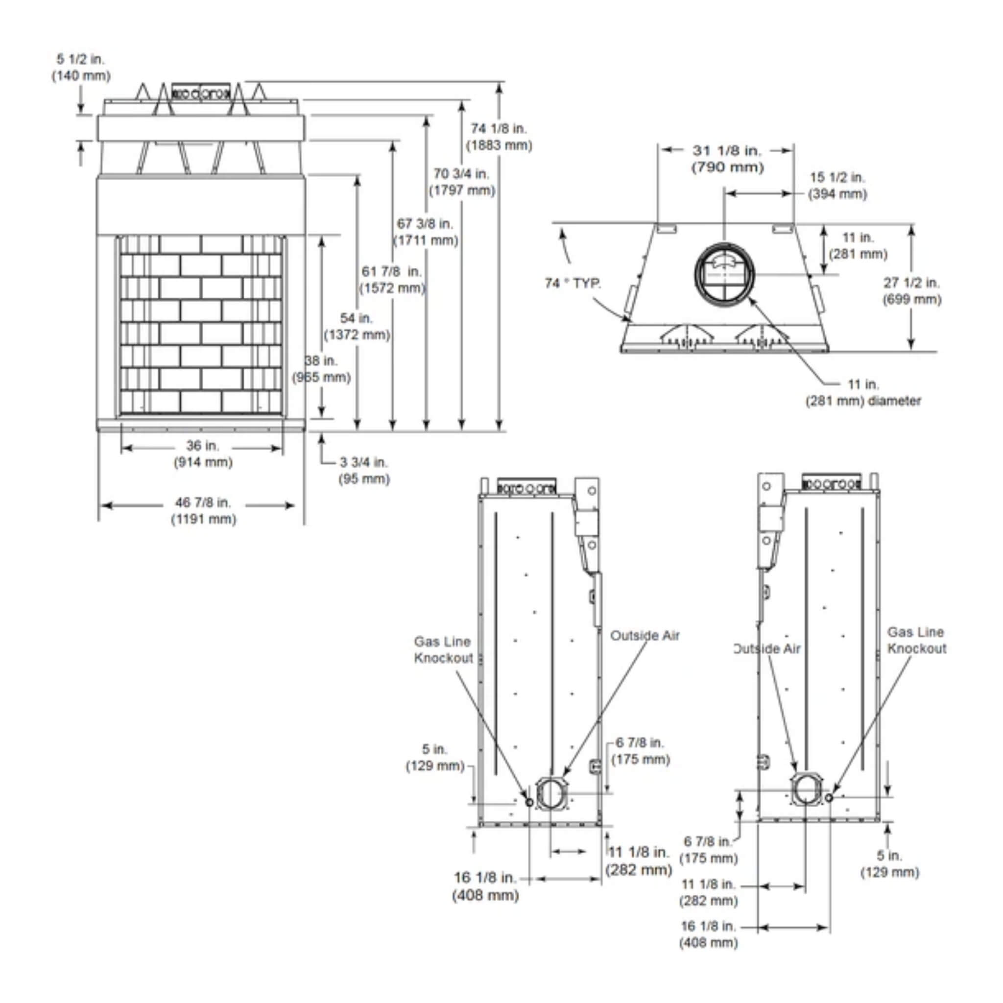 Open Wood Burning Fireplace