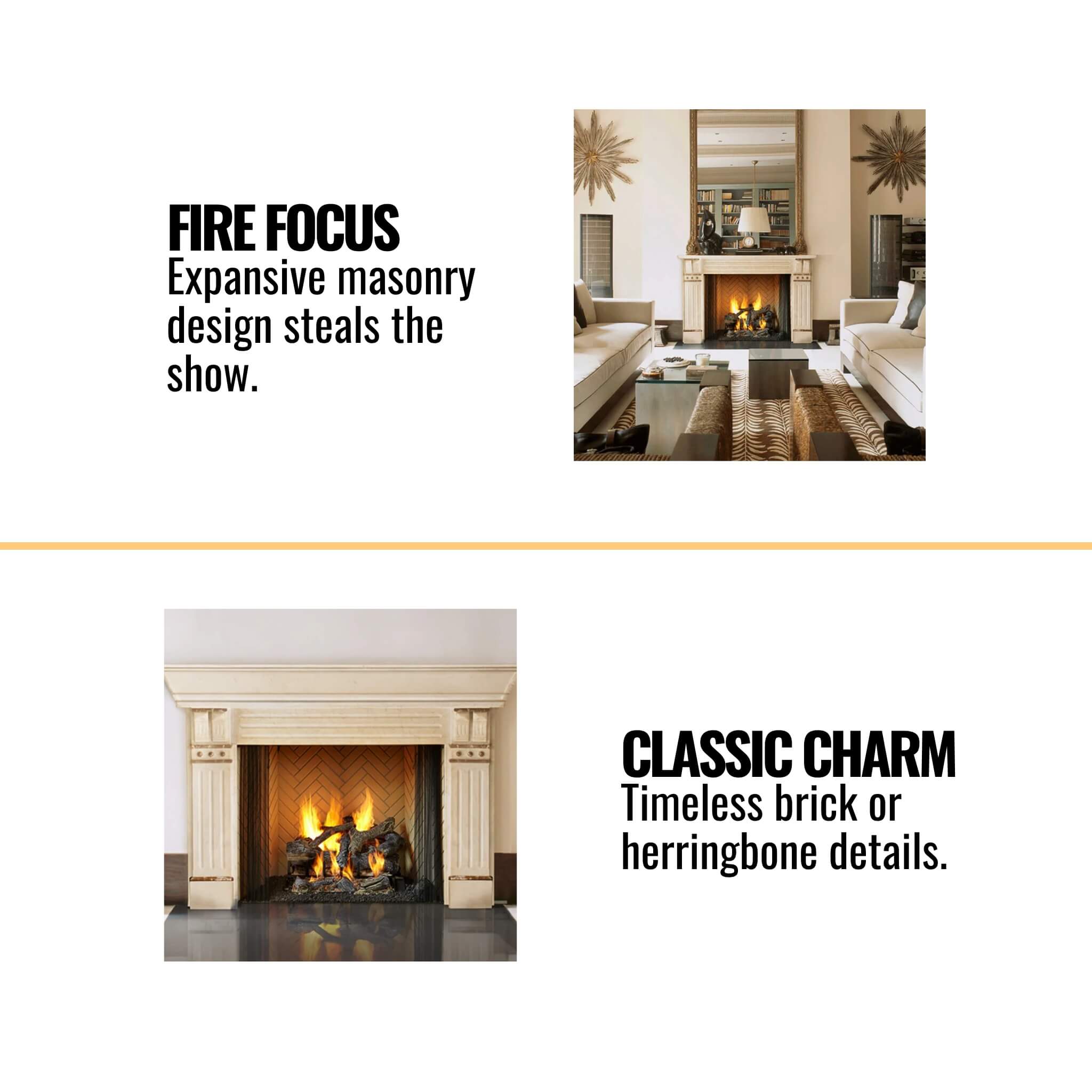 Open Wood Burning Fireplace