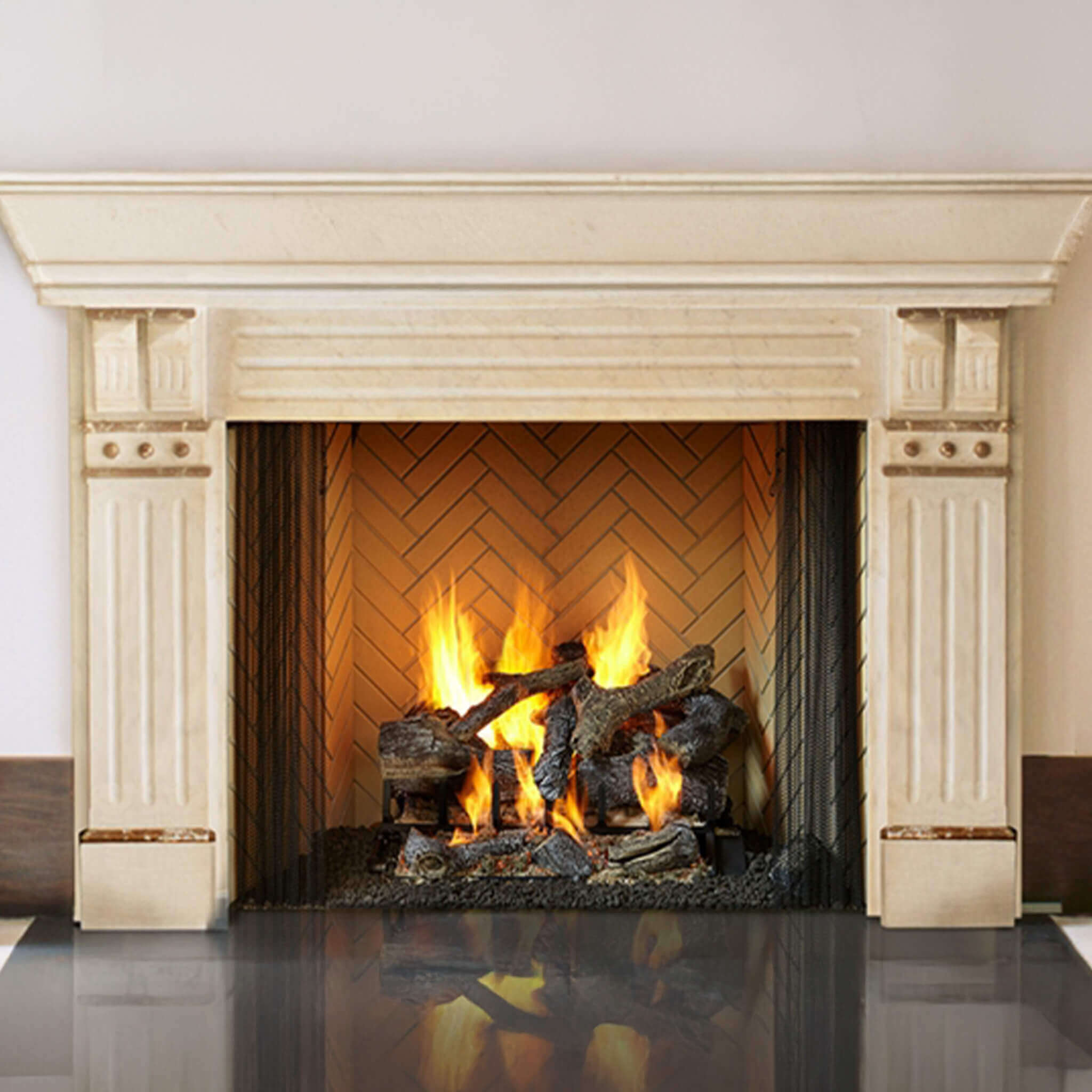 Open Wood Burning Fireplace