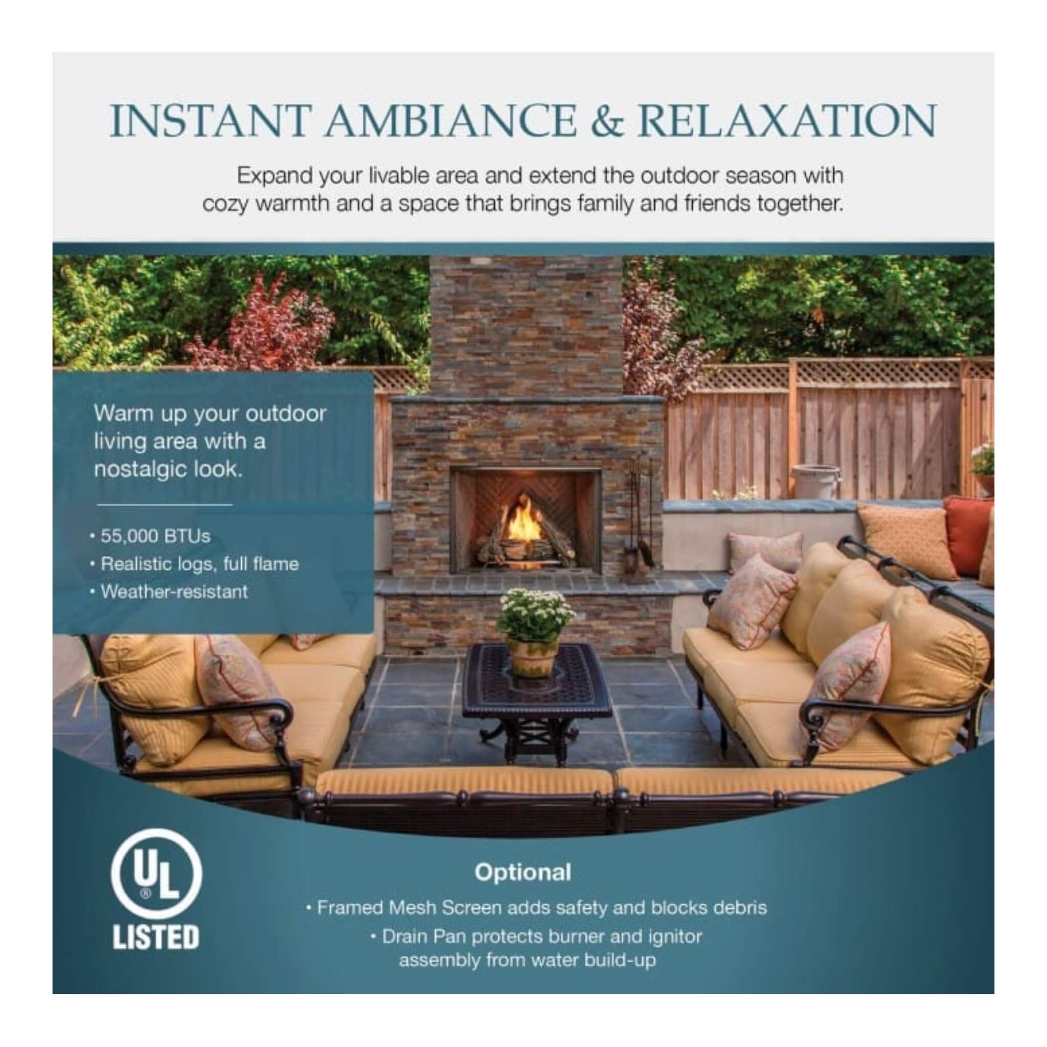 Majestic Courtyard Traditional Outdoor Gas Fireplace