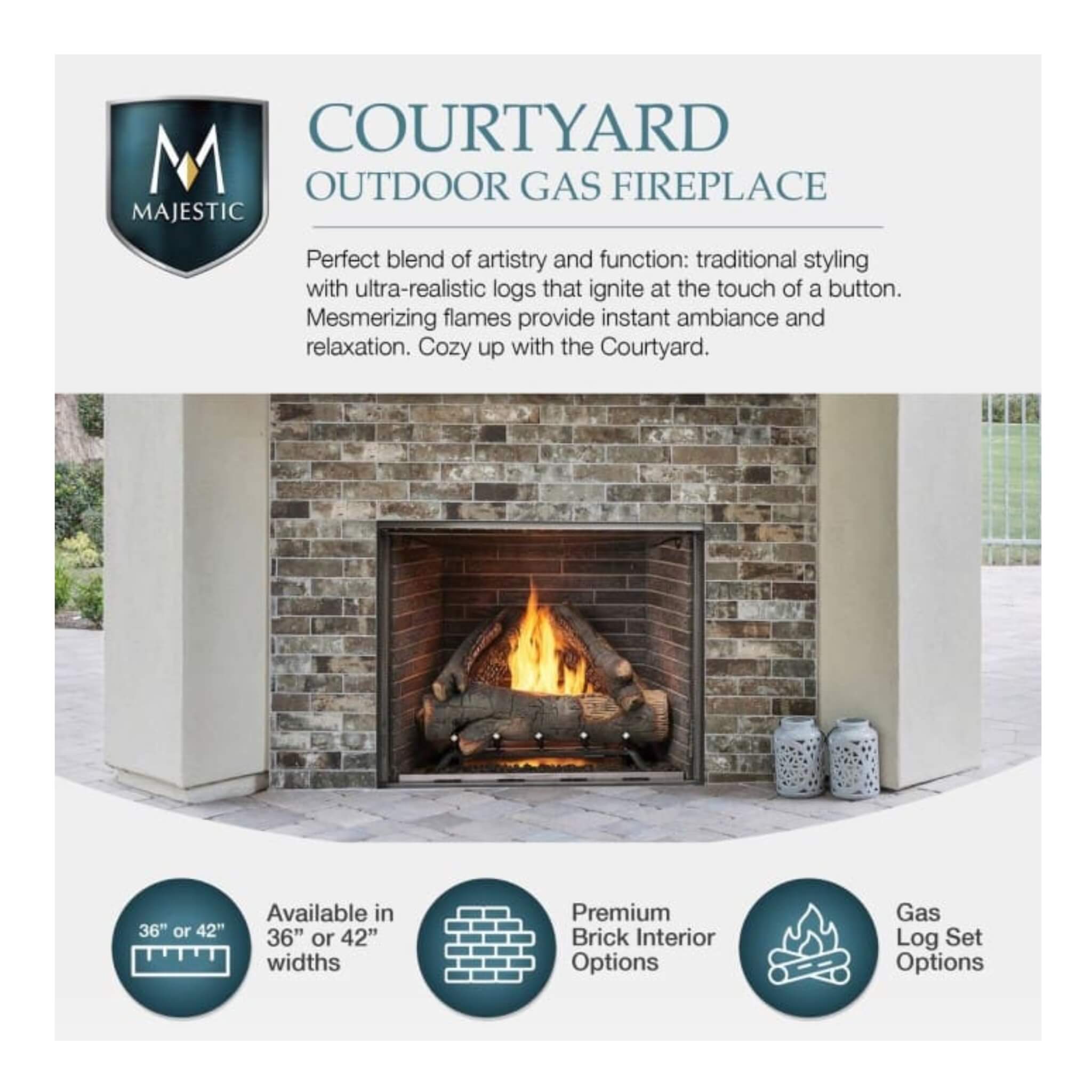 Majestic Courtyard Traditional Outdoor Gas Fireplace