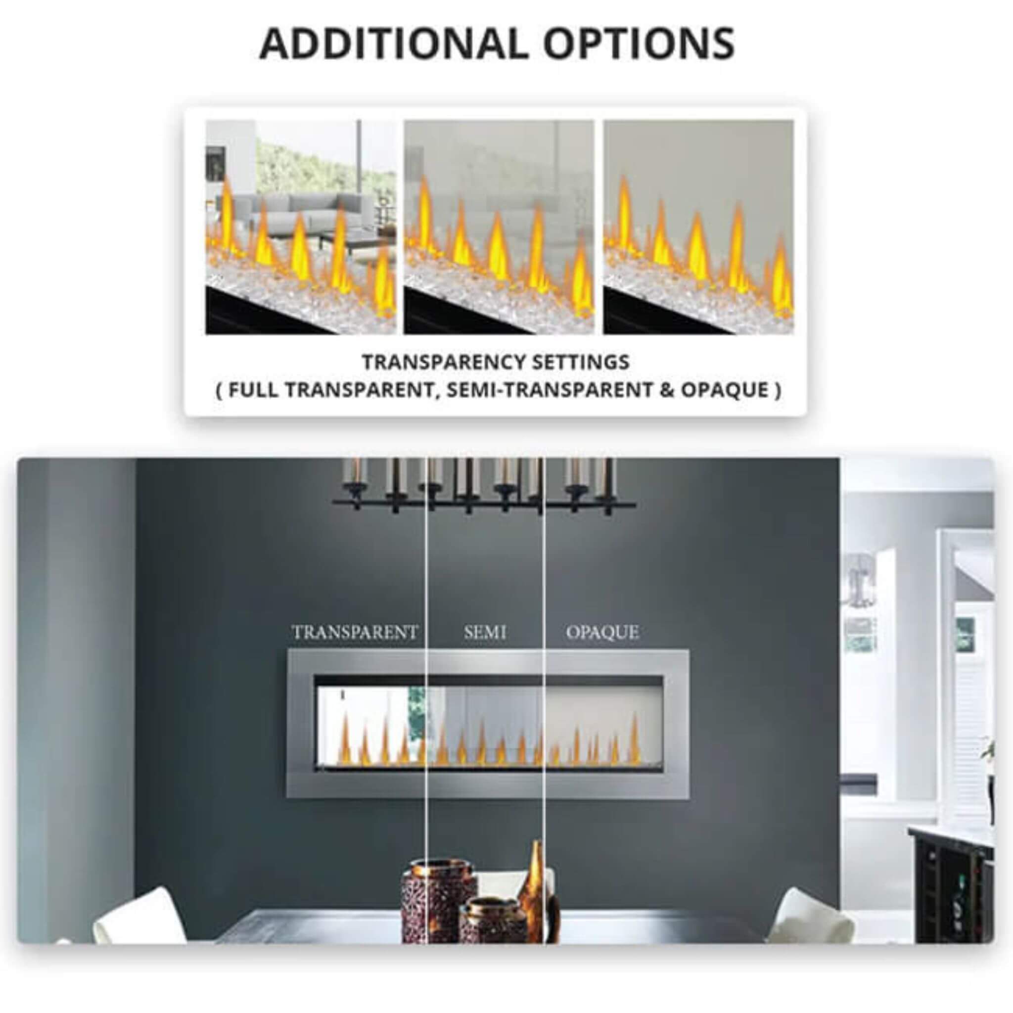 Fully Recessed See Thru Wall Mounted Electric Fireplace