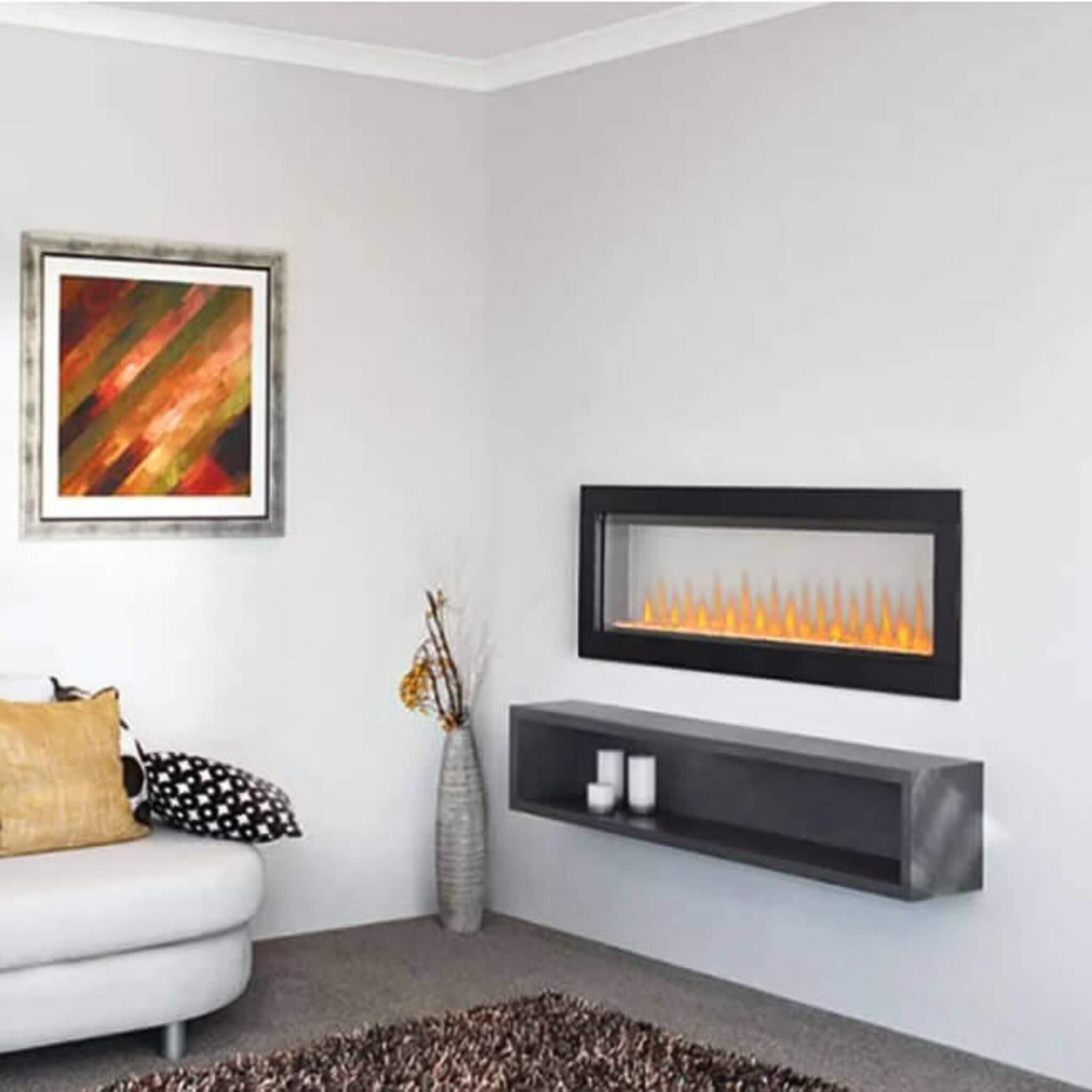 Fully Recessed See Thru Wall Mounted Electric Fireplace