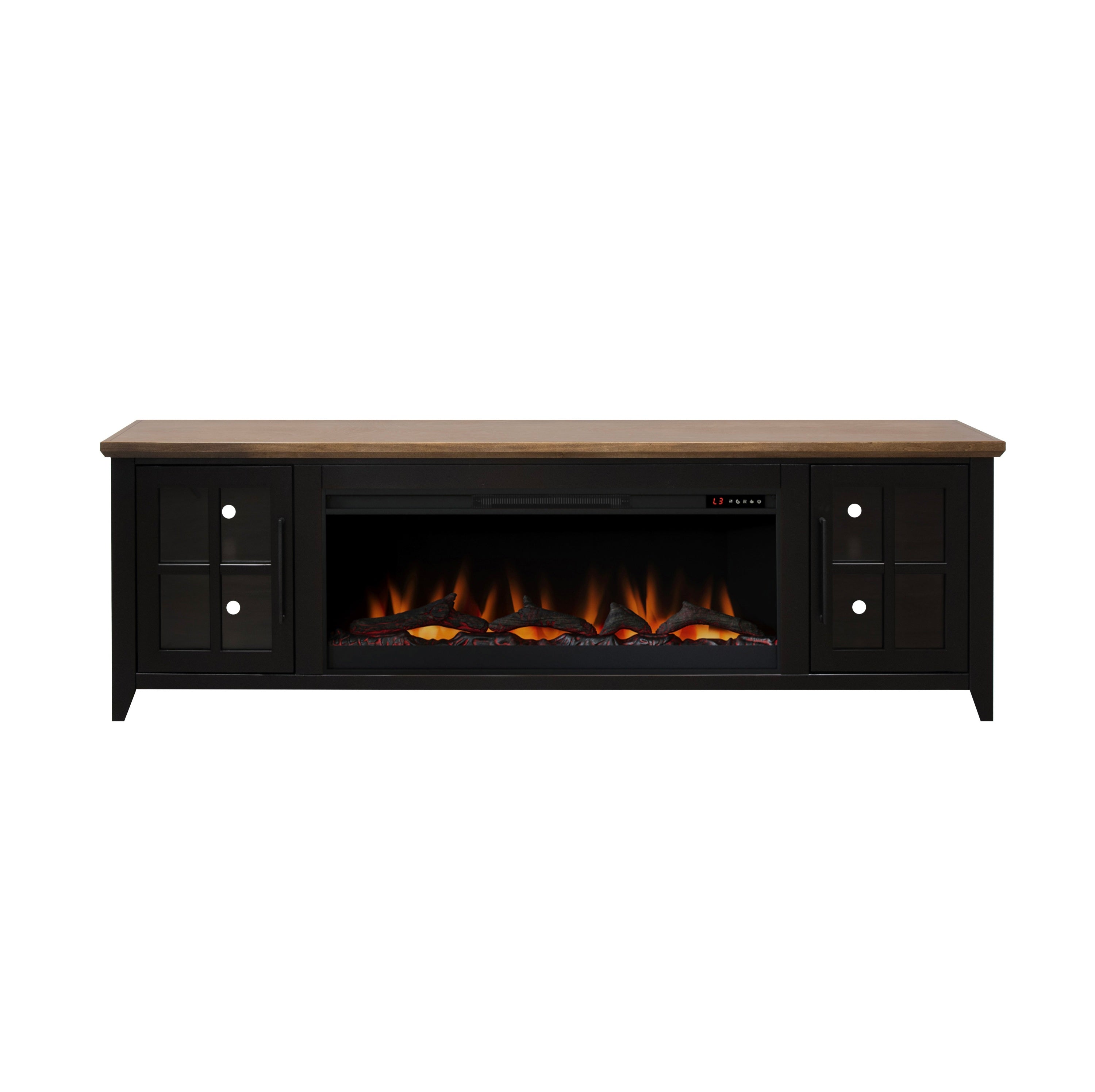 83-Inch Bourbon Black TV Stand With Fireplace