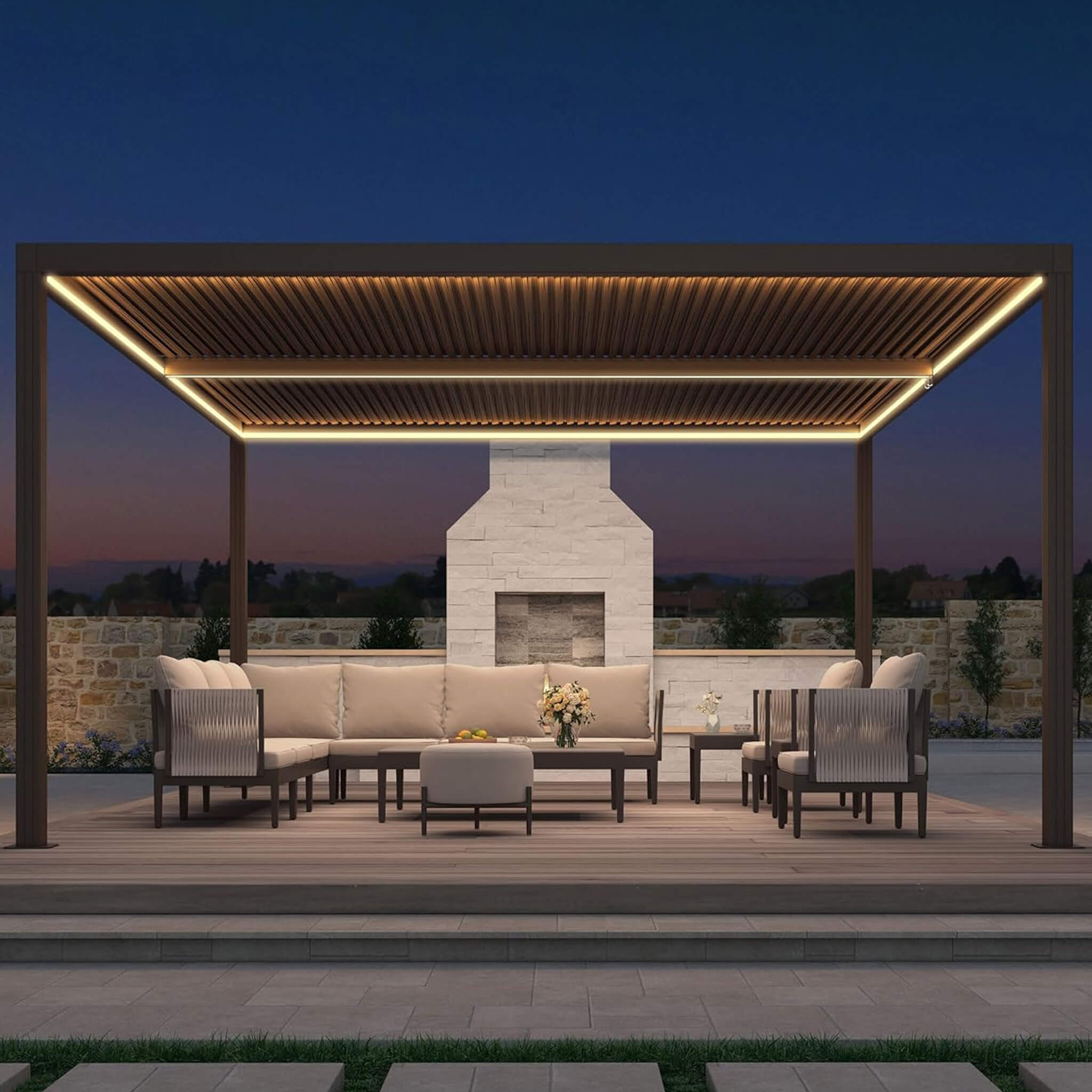 Patio Pergola With LED Lights
