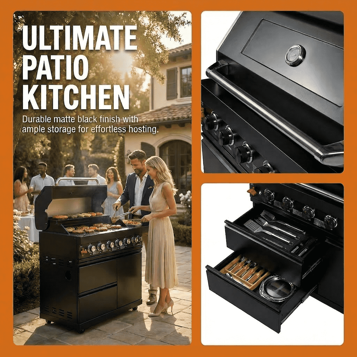 Six Burners Outdoor Kitchen Island Grill