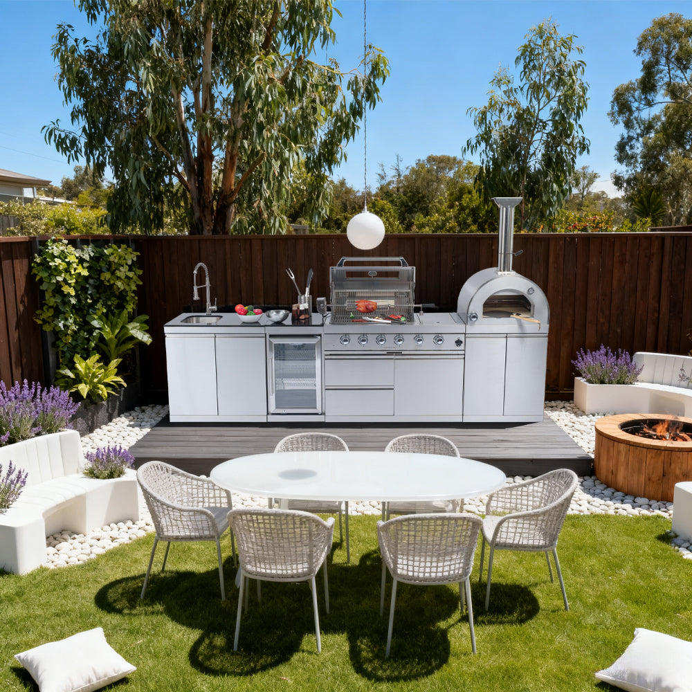 Outdoor Kitchen Island Grill with Pizza Oven