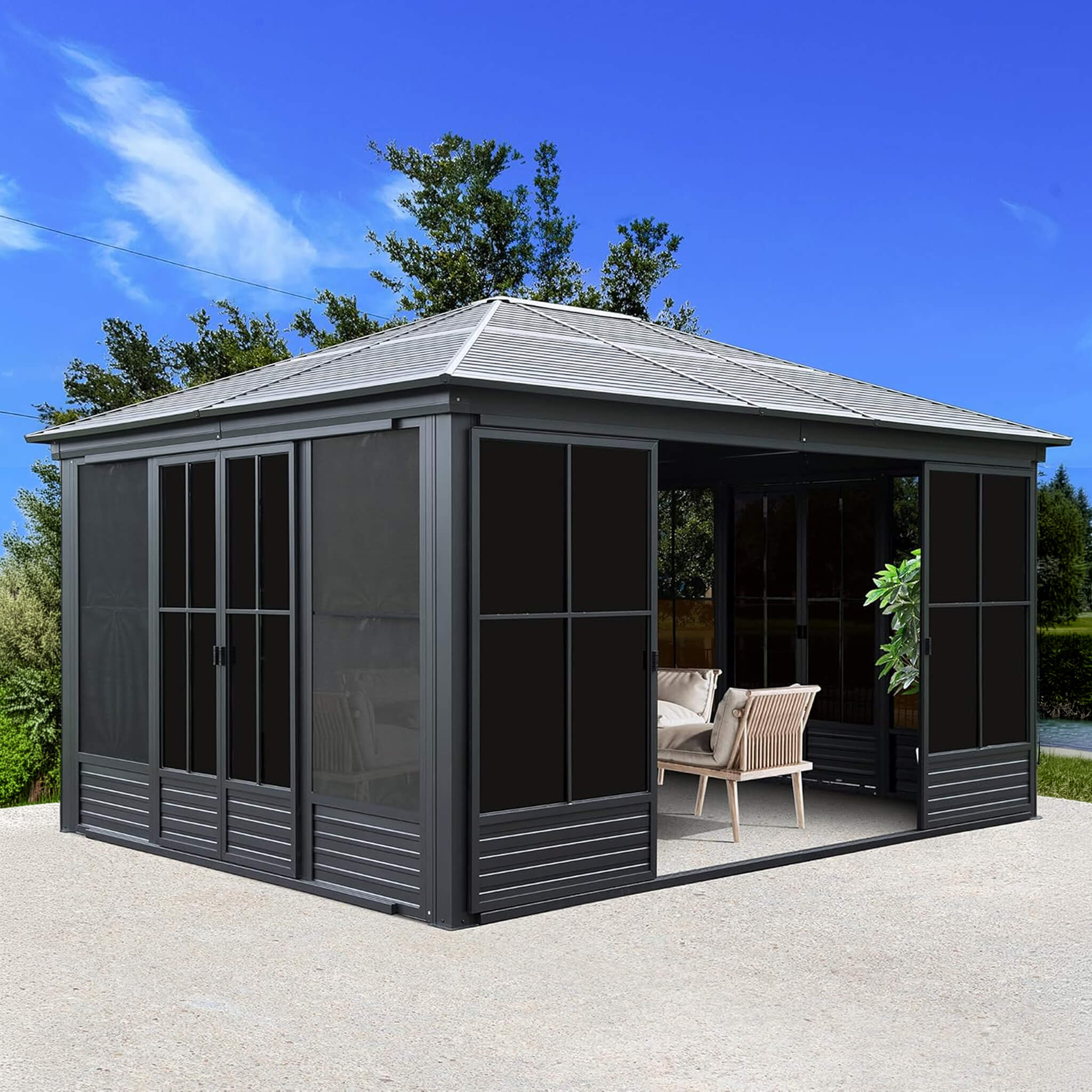 [12X14FT]  Serenity Premium All-Weather Outdoor Aluminum Sunroom