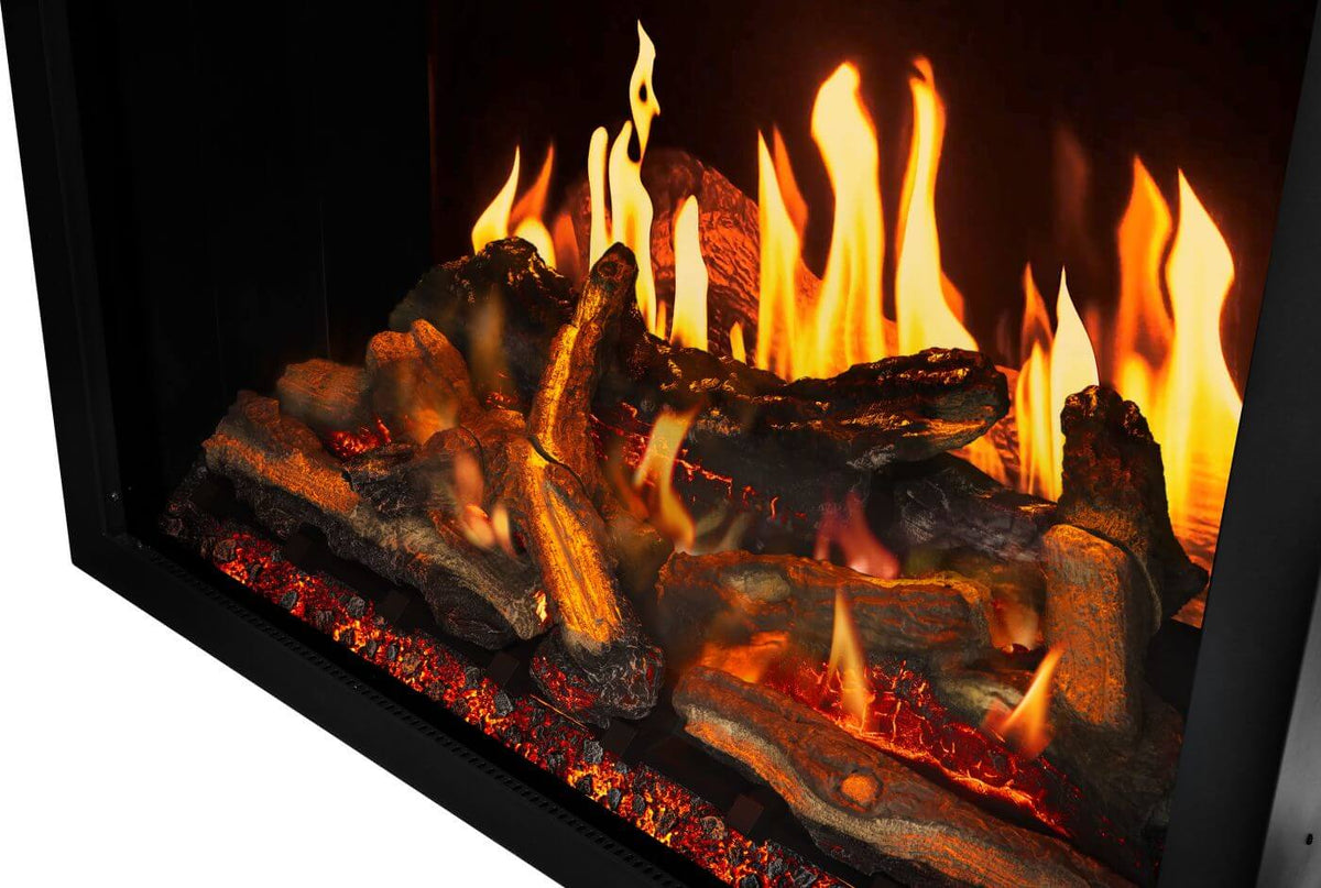 fireplace with high flames closeup