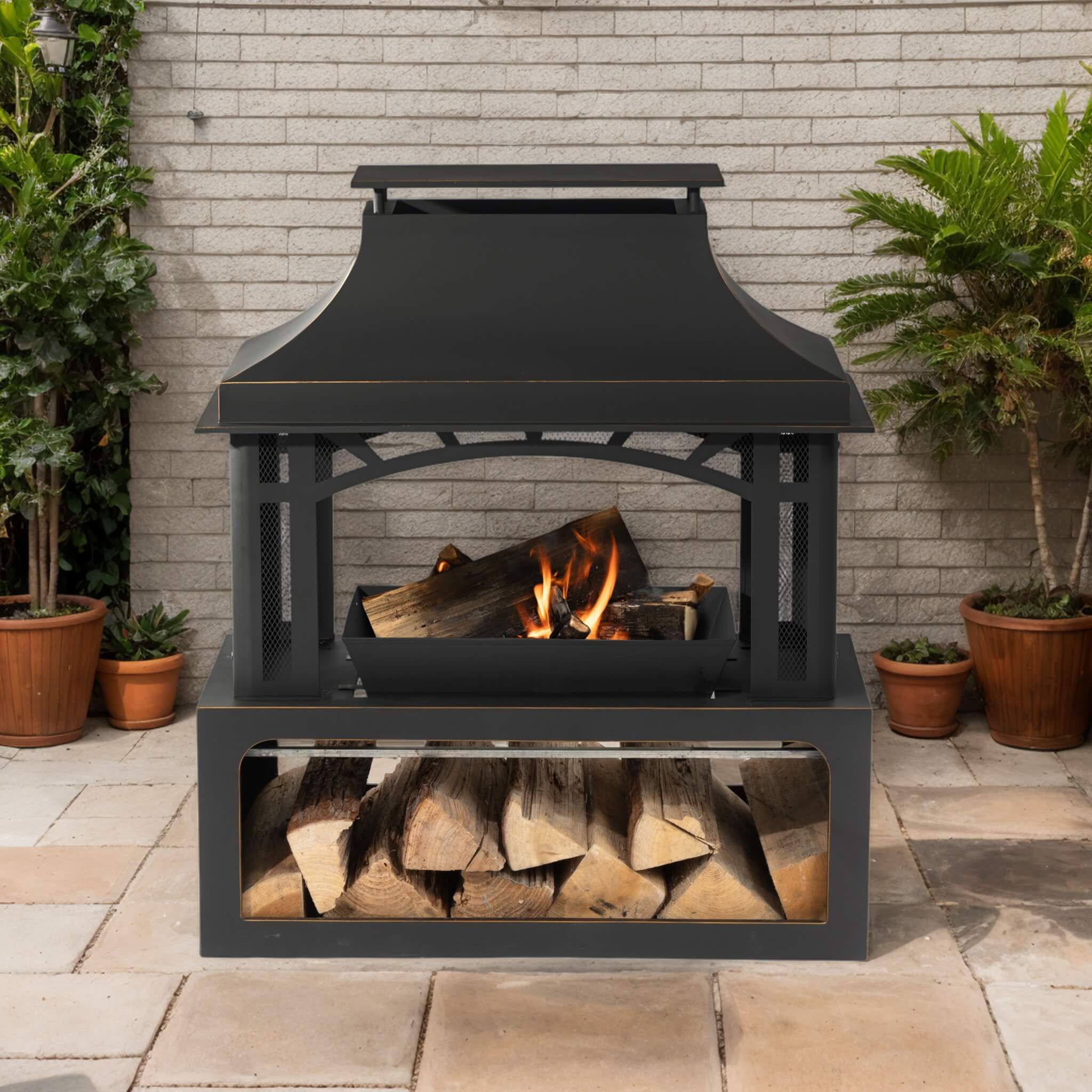 Steel Wood-Burning Backyard Fireplace