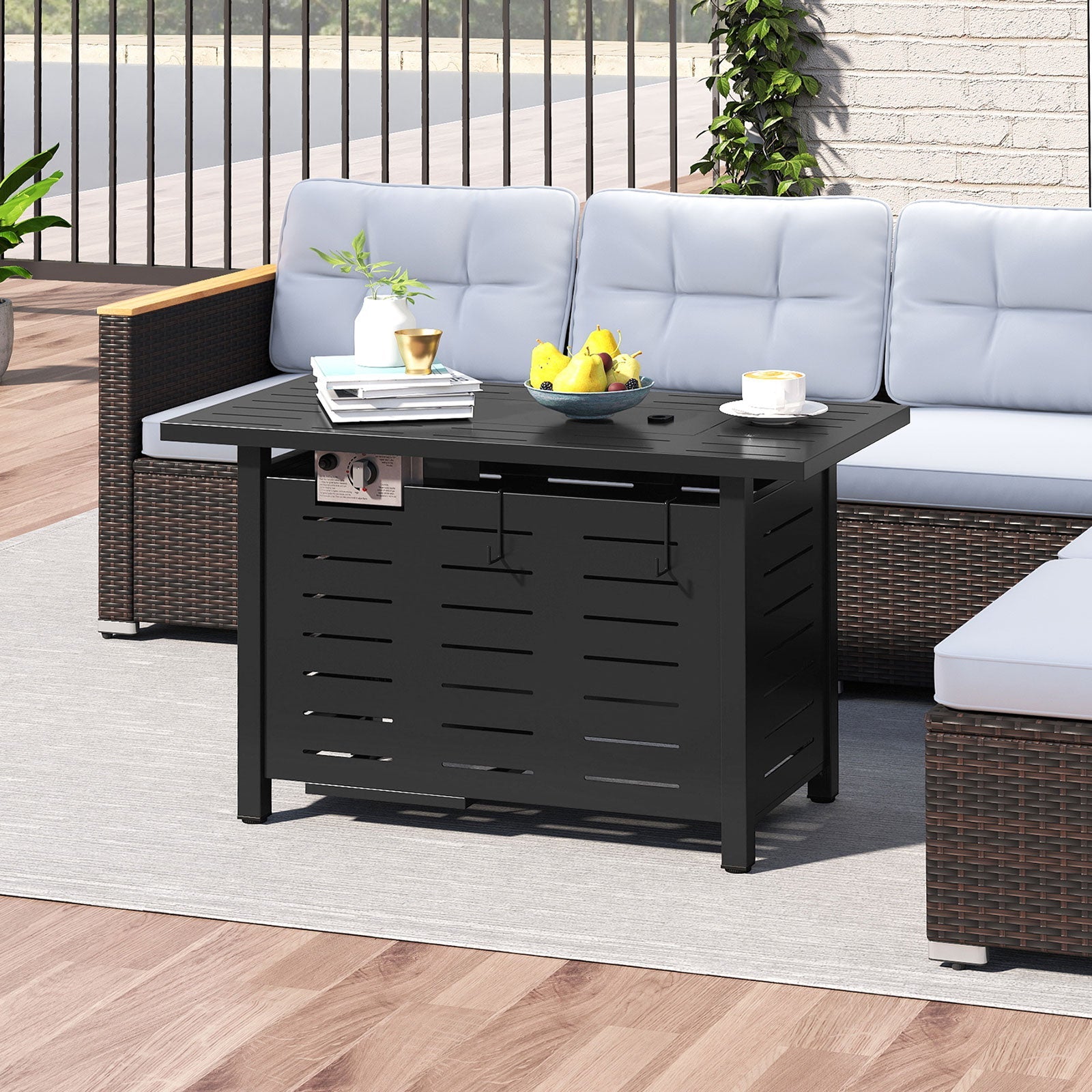 Fire Pit Rectangle Gas Fire Table with Lava Rocks