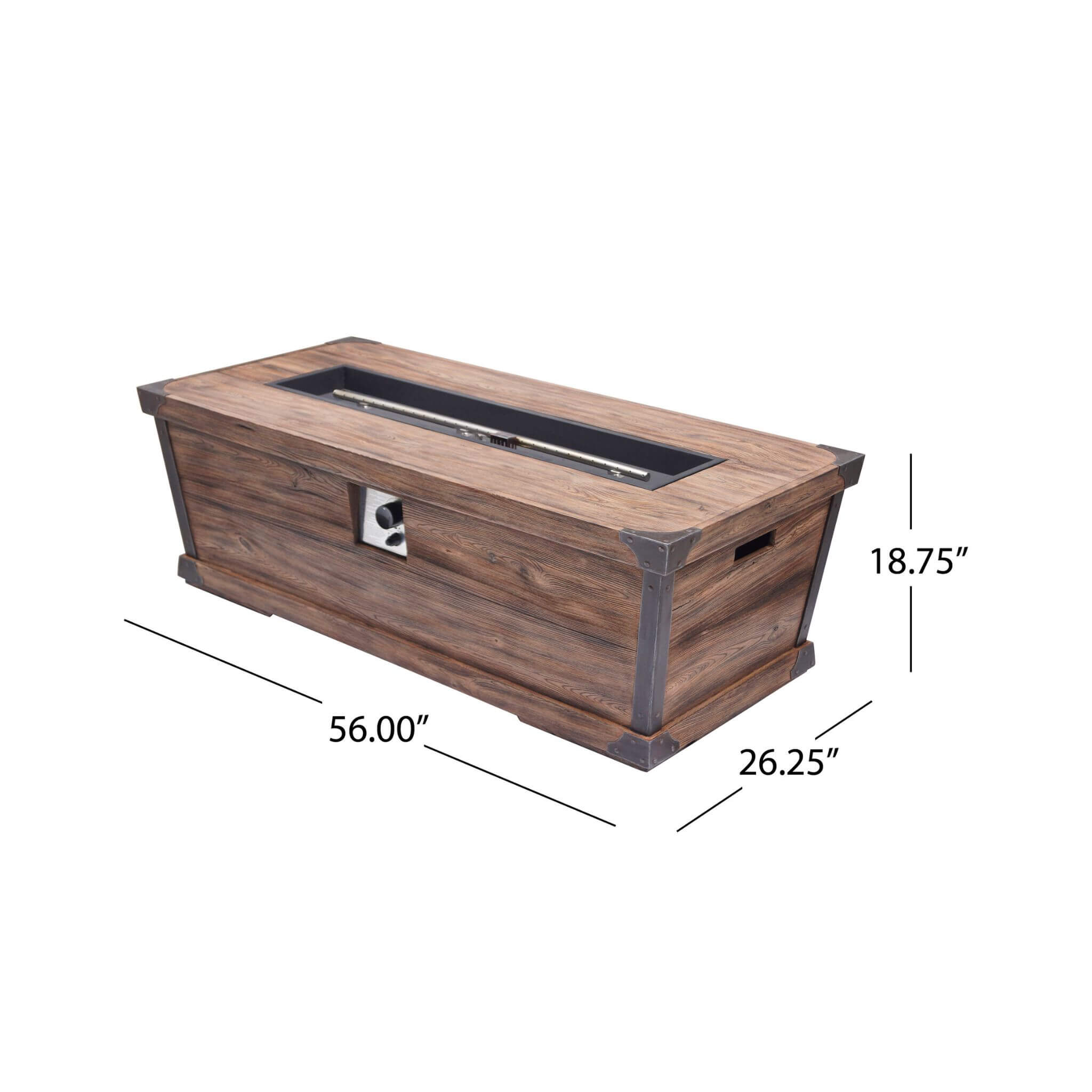 Wood Pattern Rectangle Gas Burning Fire Pit