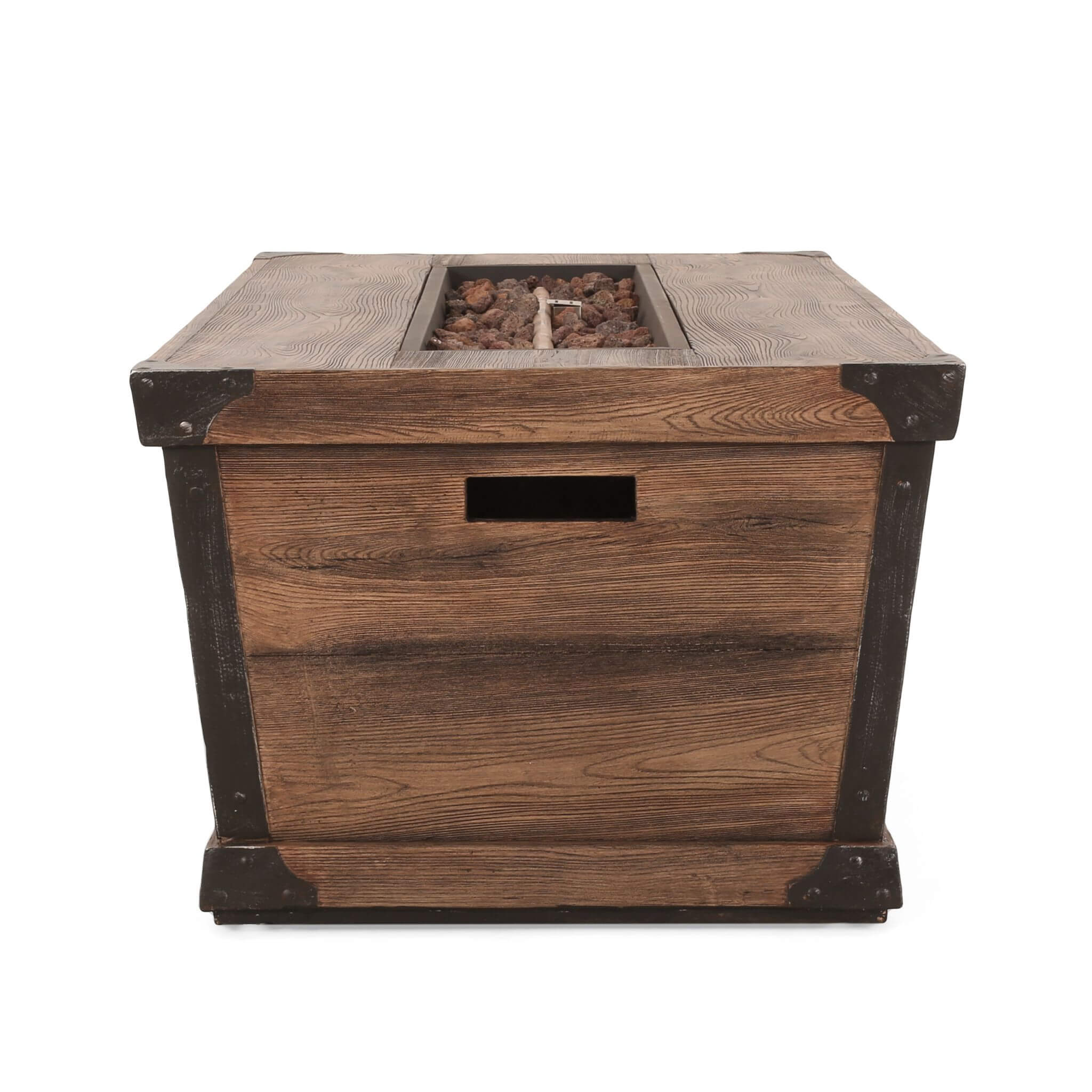 Wood Pattern Rectangle Gas Burning Fire Pit