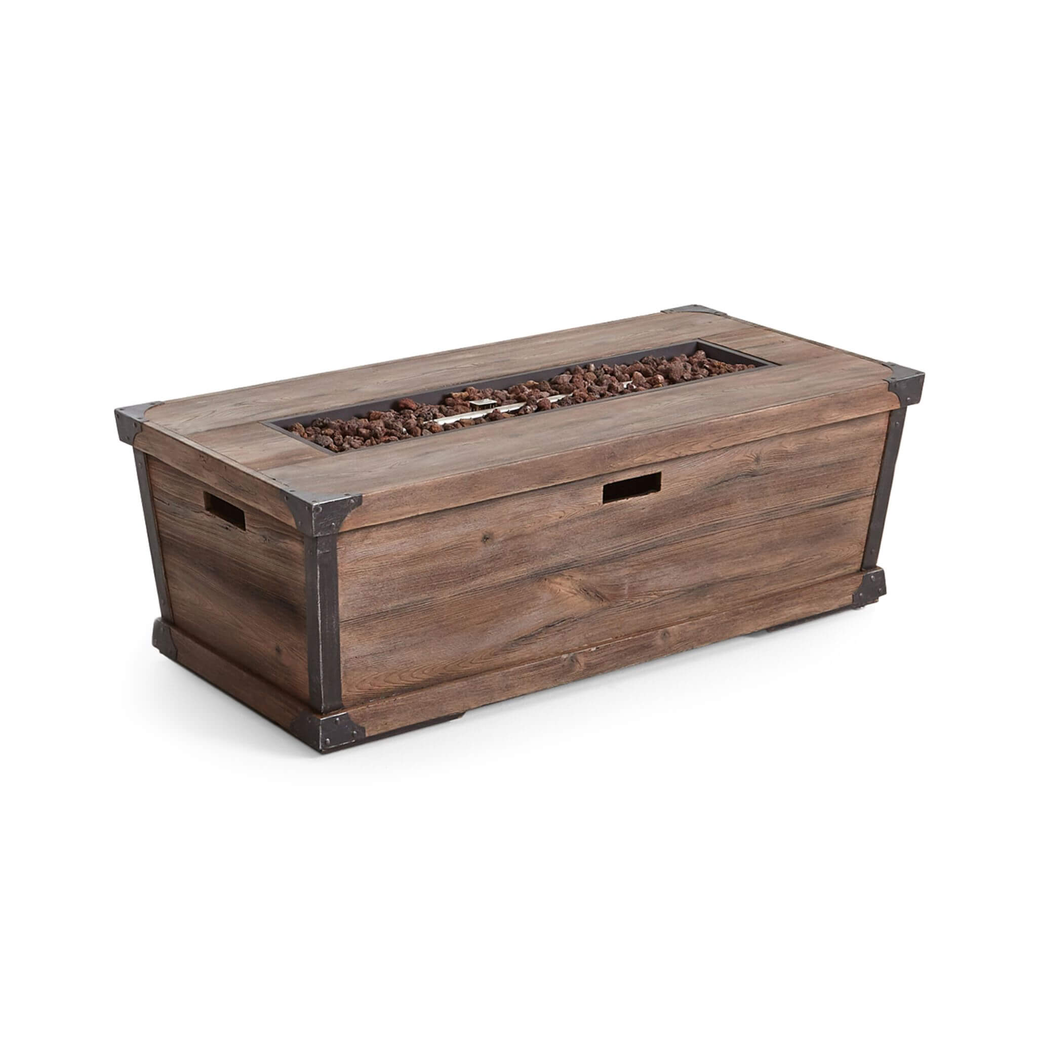Wood Pattern Rectangle Gas Burning Fire Pit