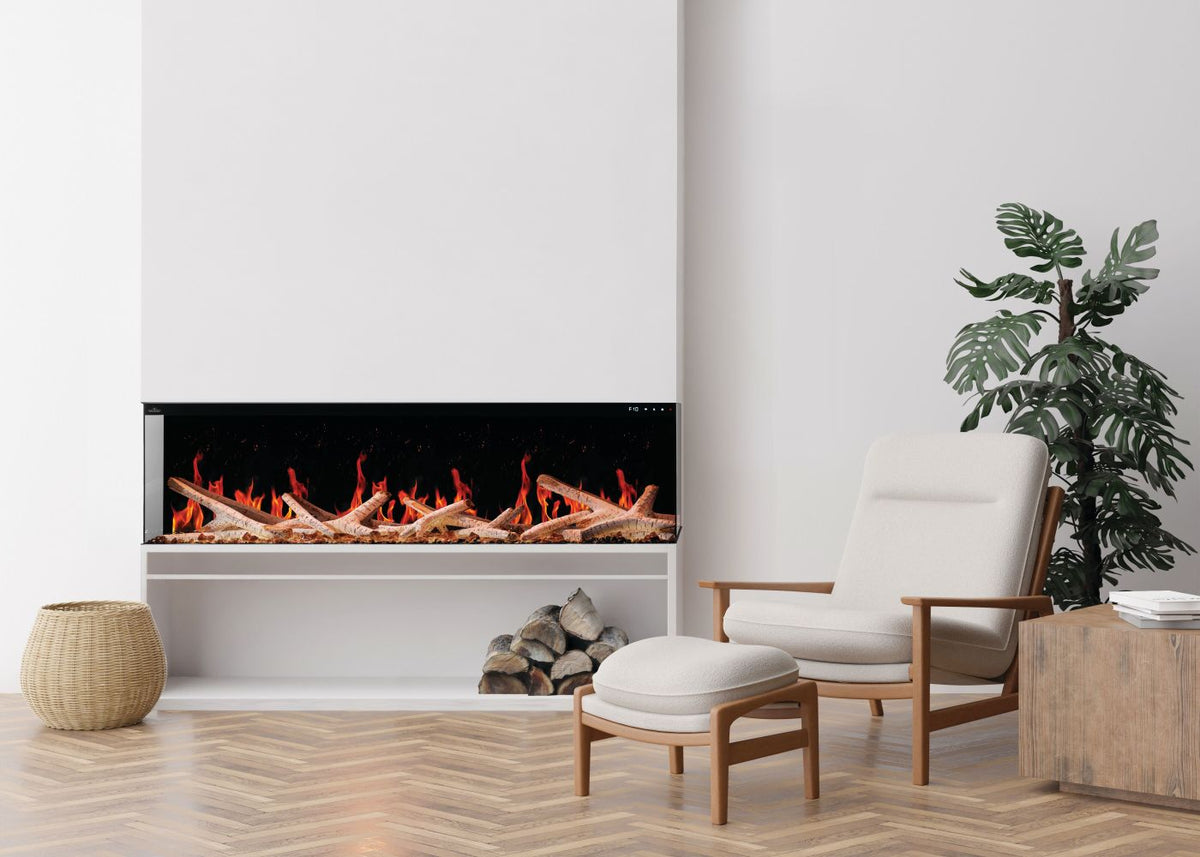 built in fireplace featuring the logs in a living room