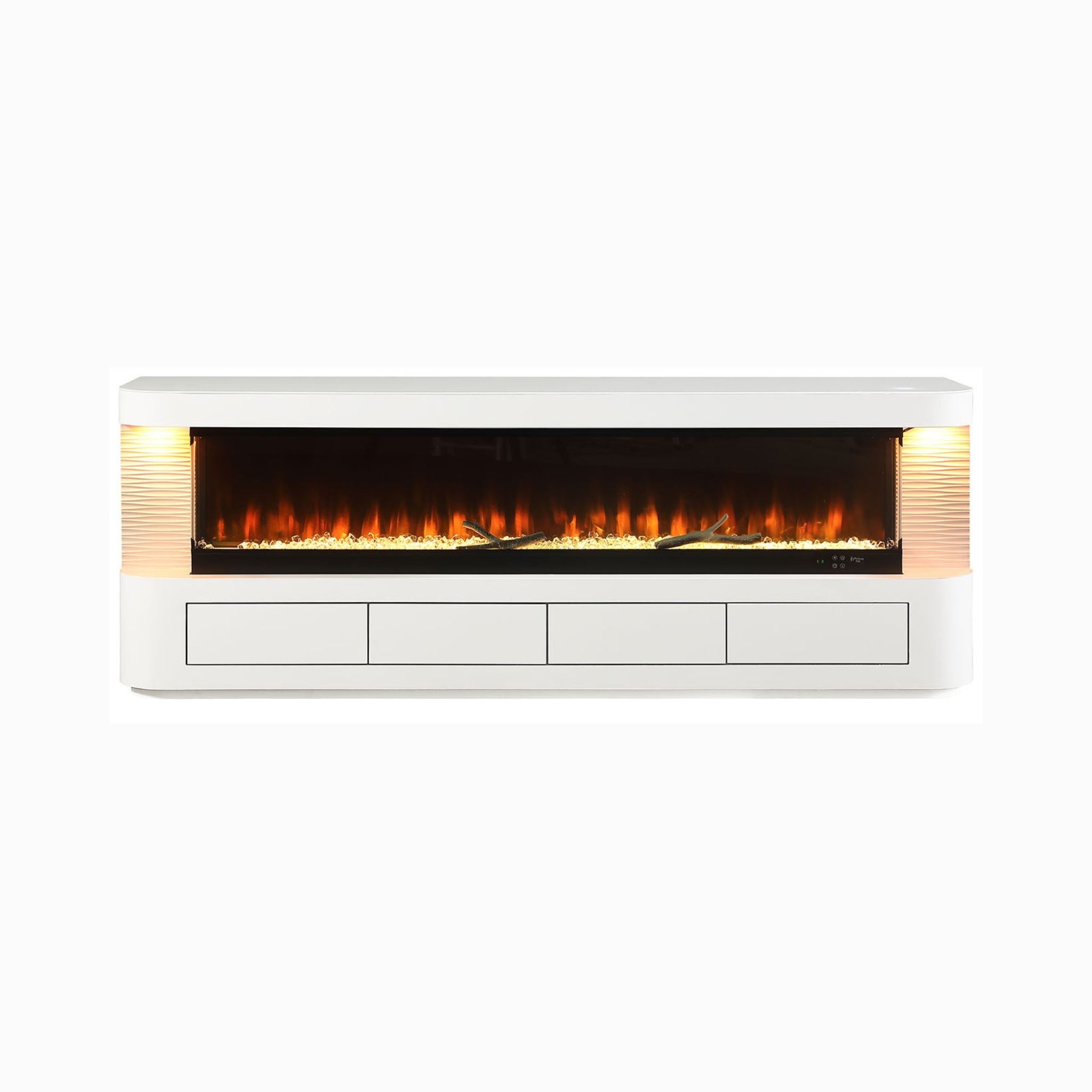 Nuvia 71-Inch Modern White Electric Fireplace