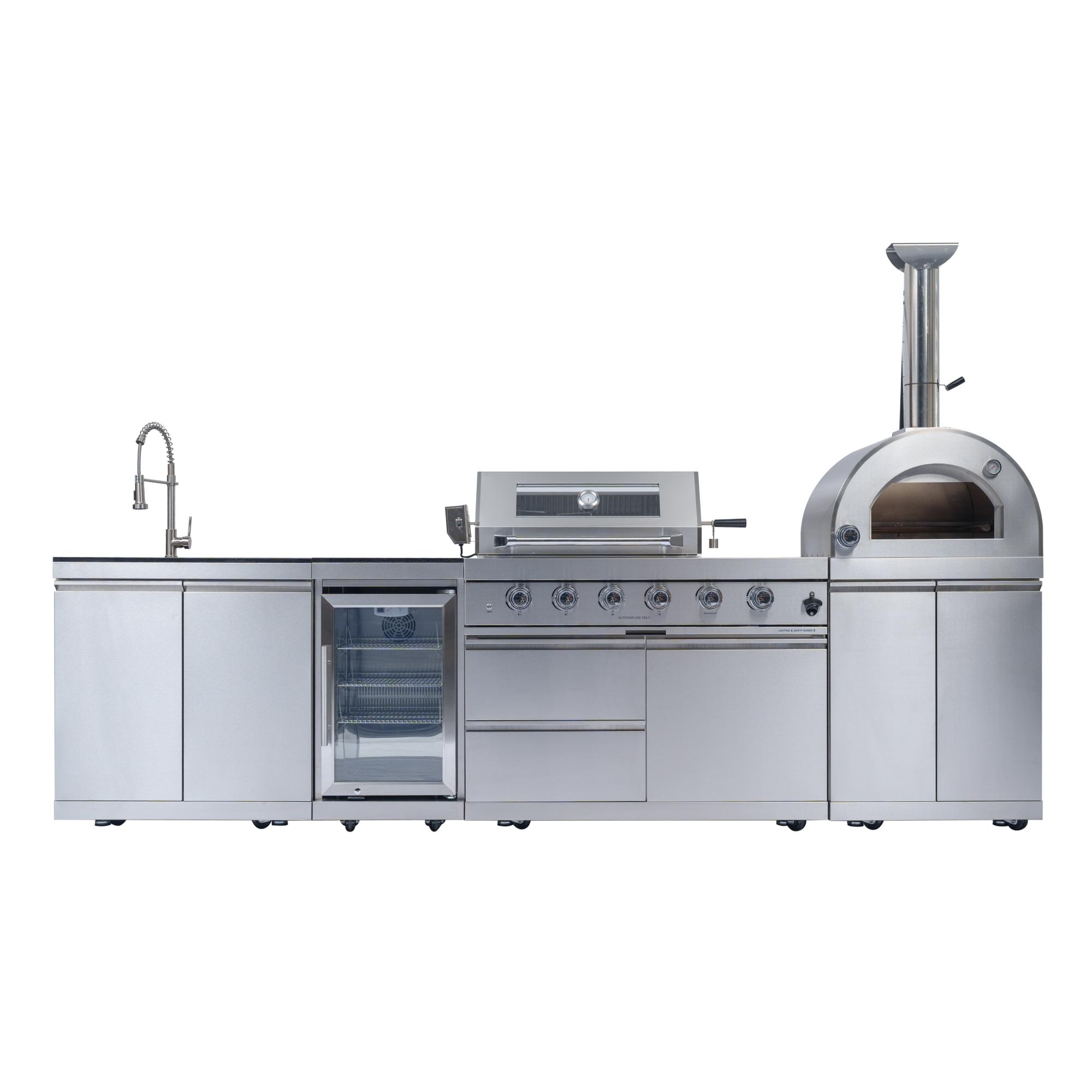 Outdoor Kitchen Island Grill with Pizza Oven