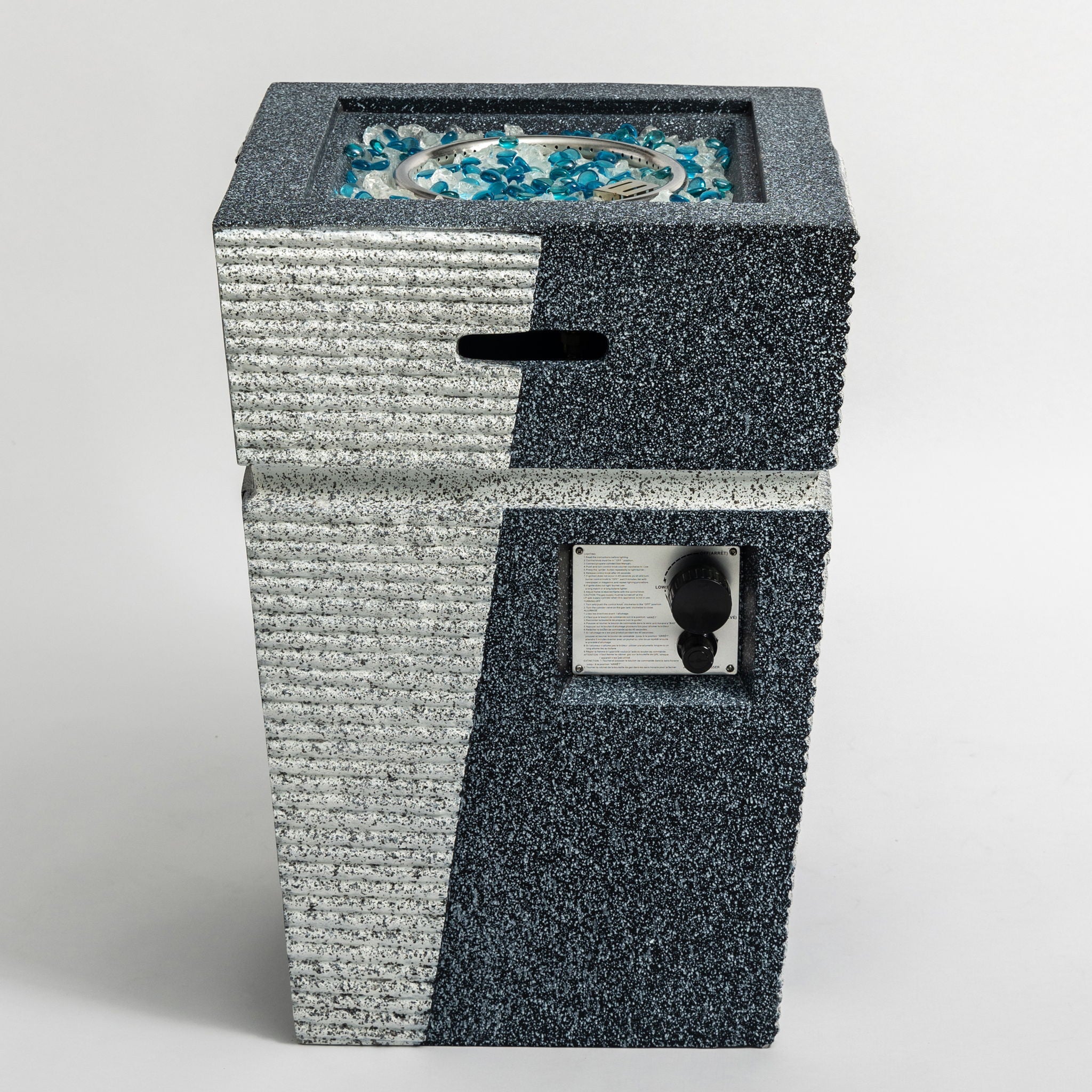 Propane, Gas 50000 Btu Square Fire Pit Table For Outside - Light Gray Blue