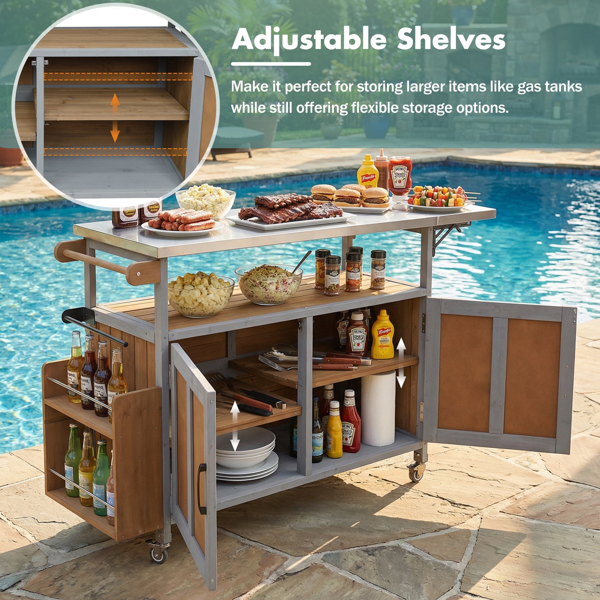Foldable Outdoor Kitchen Island Cart