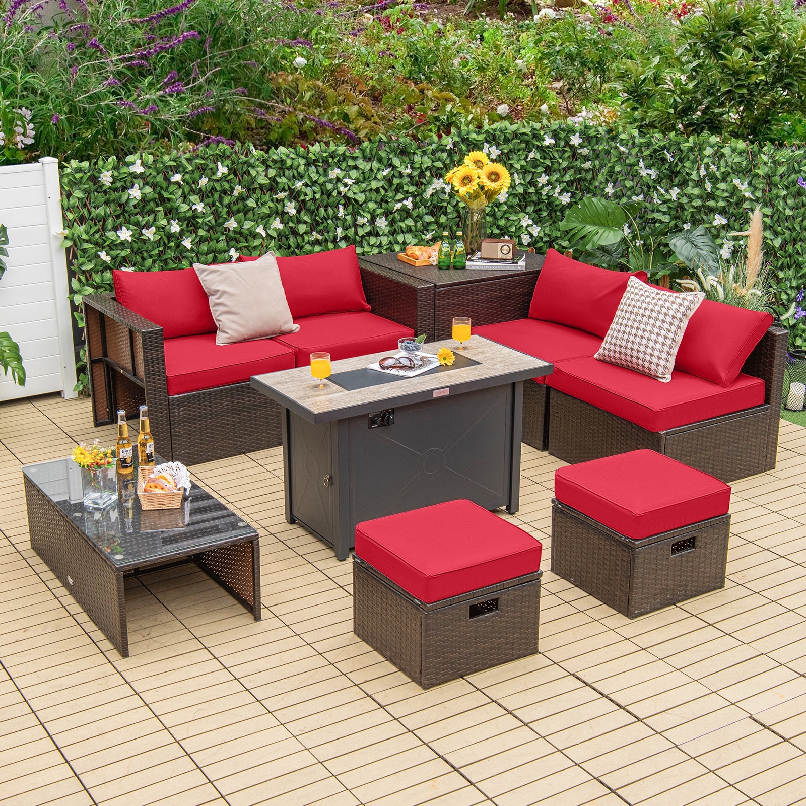 Outdoor Patio Set with  Fire Pit Table