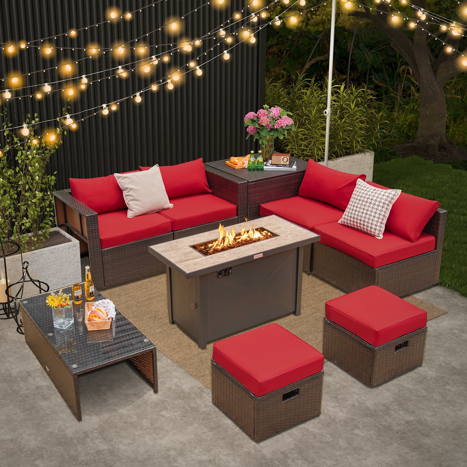 Outdoor Patio Set with  Fire Pit Table