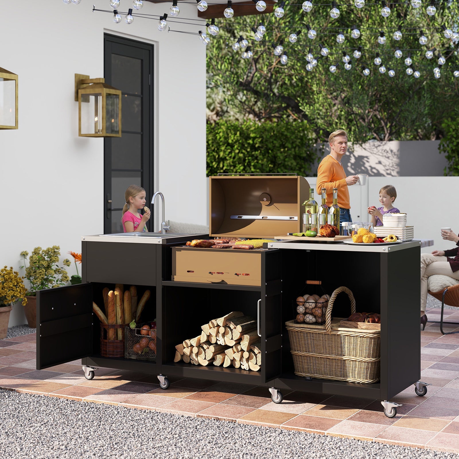 Outdoor Grill Table with Sink