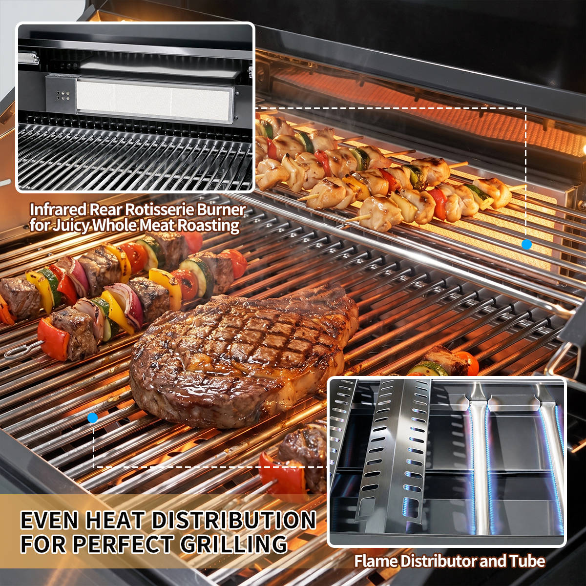 Six Burners Outdoor Kitchen Island Grill