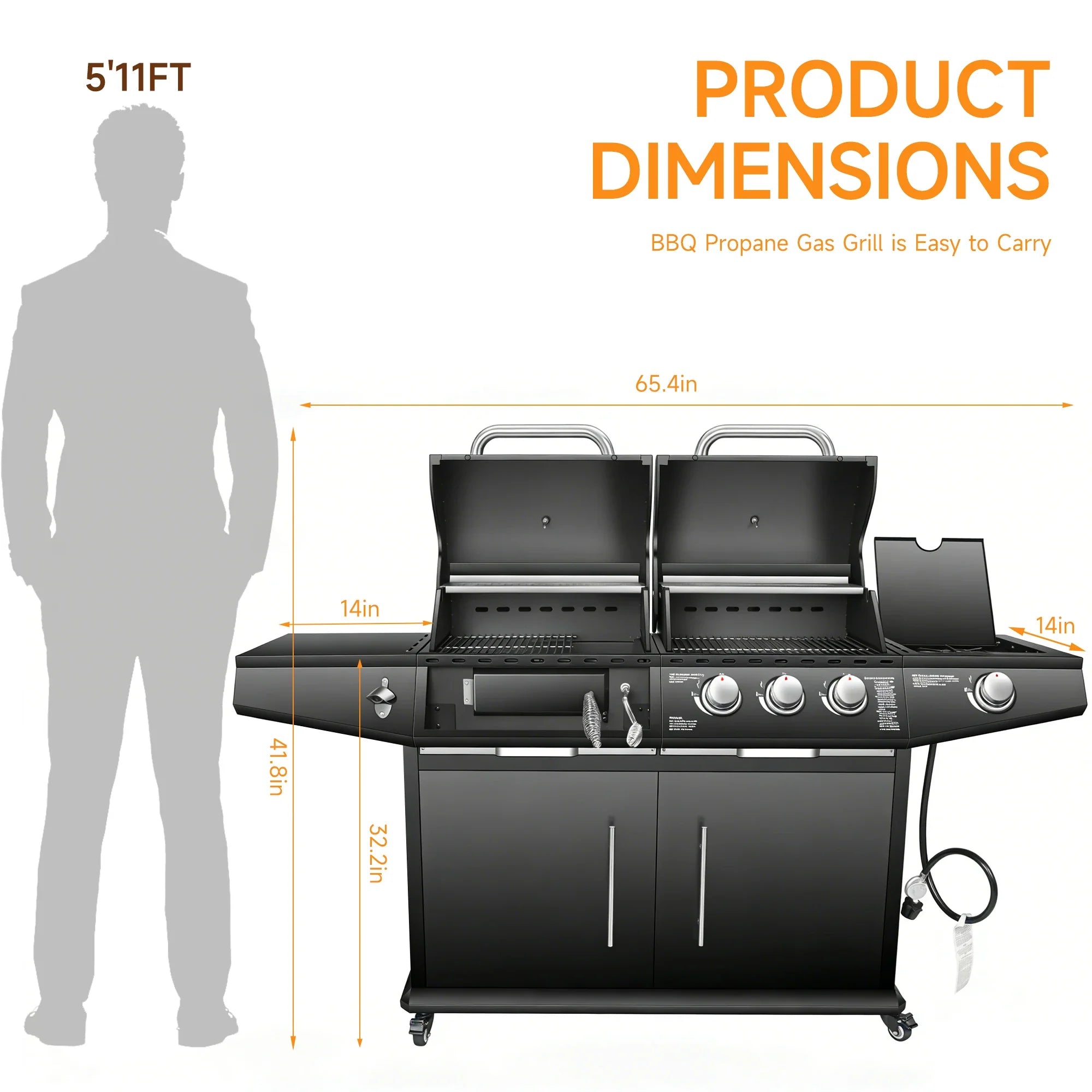 Dual Fuel Gas And Charcoal Grill With Side Burner